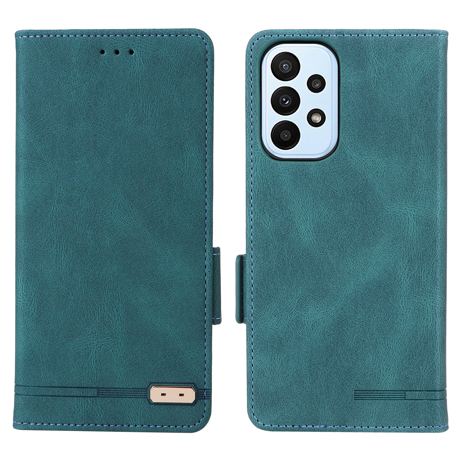 Shockproof Phone Cover For Samsung Galaxy A23 5G (Global Version) Hardware Decor Dual Magnetic Clasp Wallet Stand PU Leather Phone Case