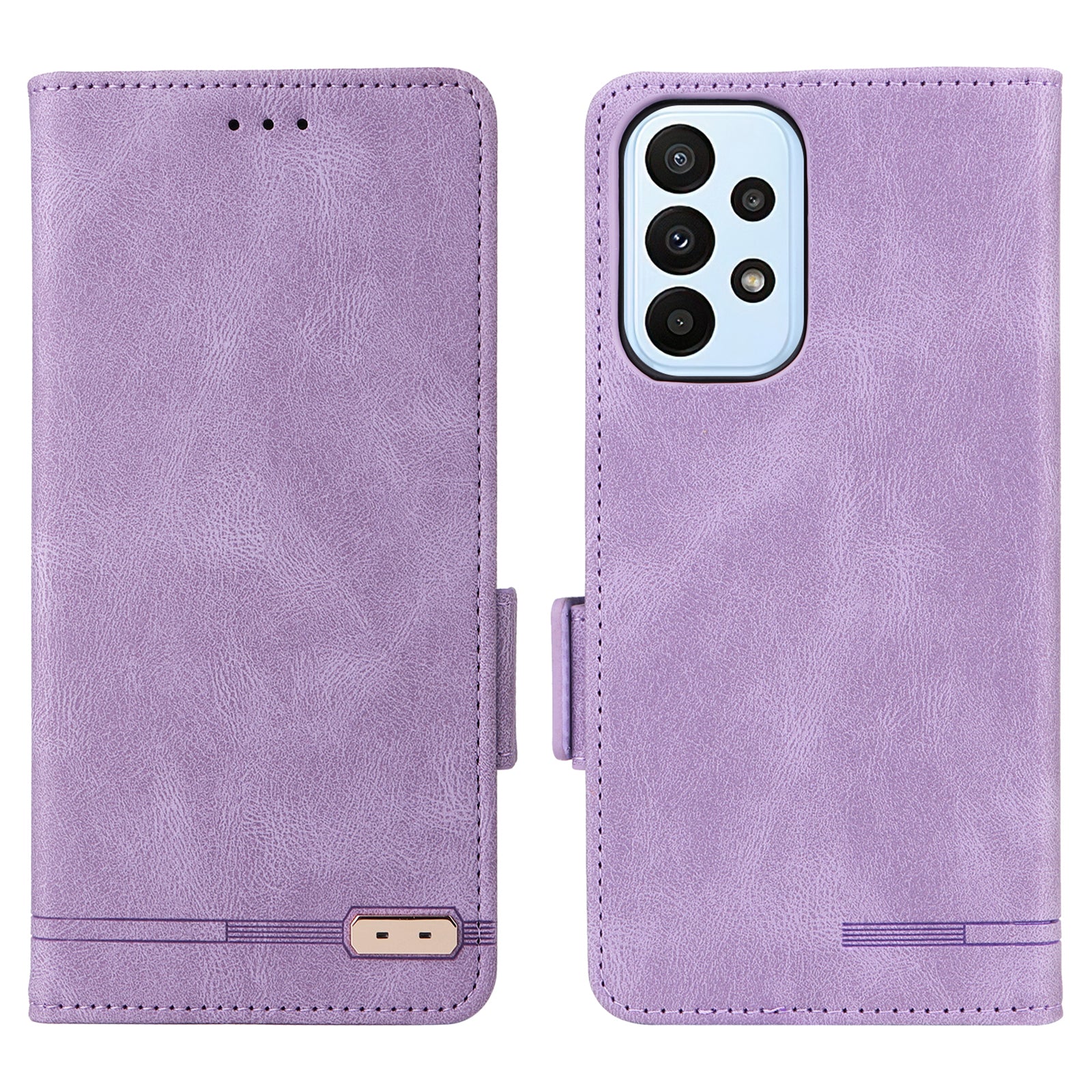 Shockproof Phone Cover For Samsung Galaxy A23 5G (Global Version) Hardware Decor Dual Magnetic Clasp Wallet Stand PU Leather Phone Case