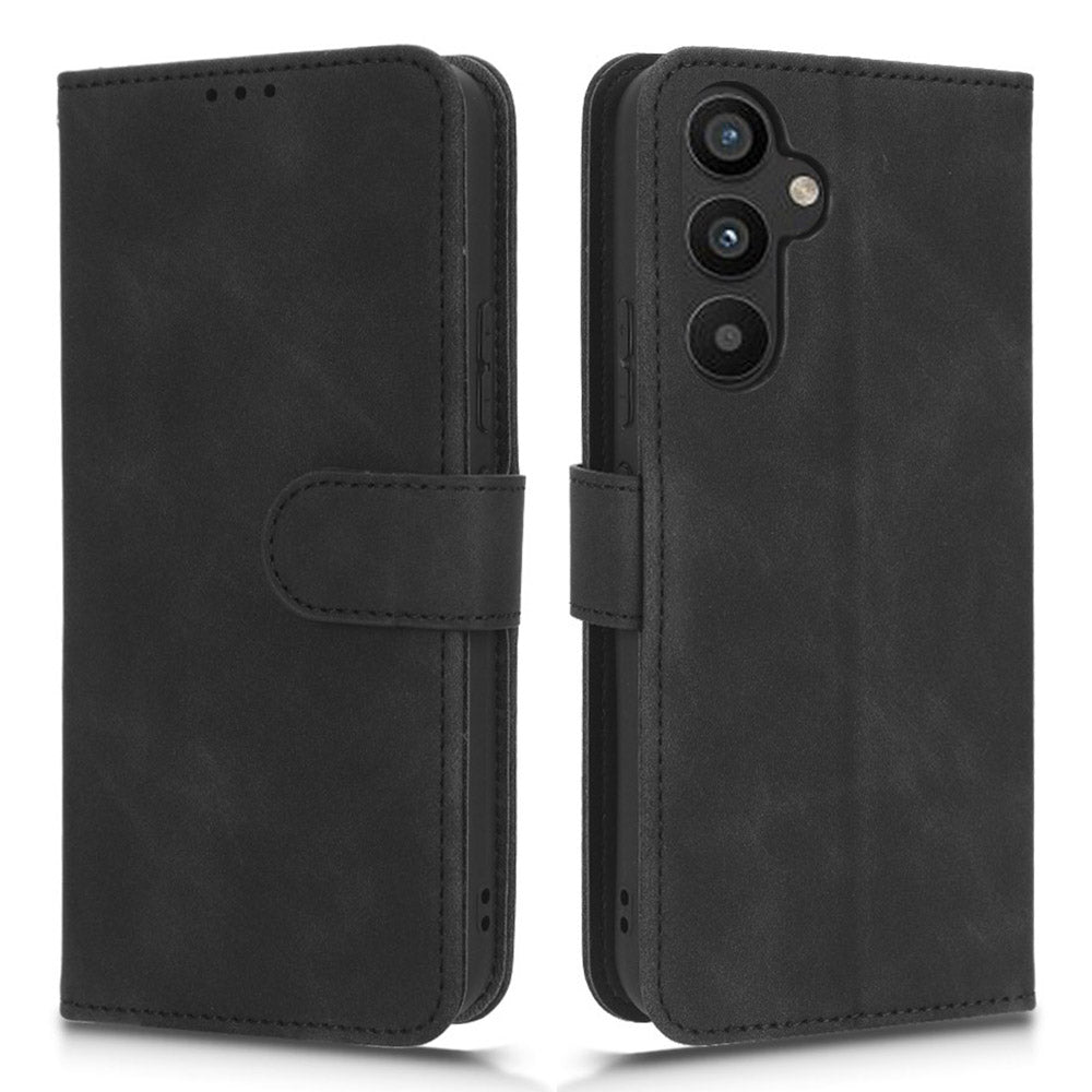 For Samsung Galaxy A34 5G Shockproof Phone Case Skin-touch Feeling Cell Phone Cover Stand Wallet with Wrist Strap