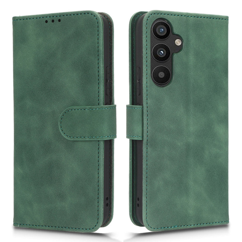 For Samsung Galaxy A34 5G Shockproof Phone Case Skin-touch Feeling Cell Phone Cover Stand Wallet with Wrist Strap