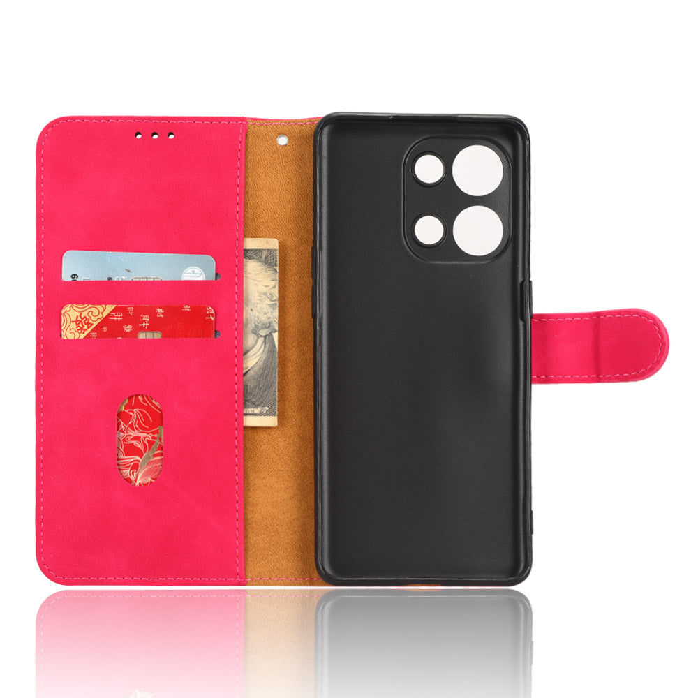 For Oppo Reno9 Pro 5G Reno9 5G Skin-touch Feeling PU Leather Flip Phone Wallet Case Magnetic Clasp Cell Phone Cover Stand with Wrist Strap