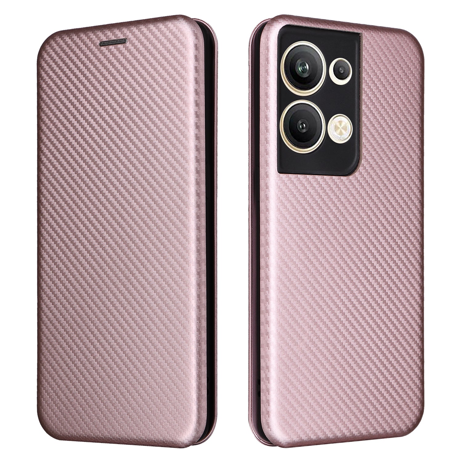 For Oppo Reno9 Pro 5G Magnetic Phone Cover Carbon Fiber Texture PU Leather Protective Phone Case Card Slot Stand