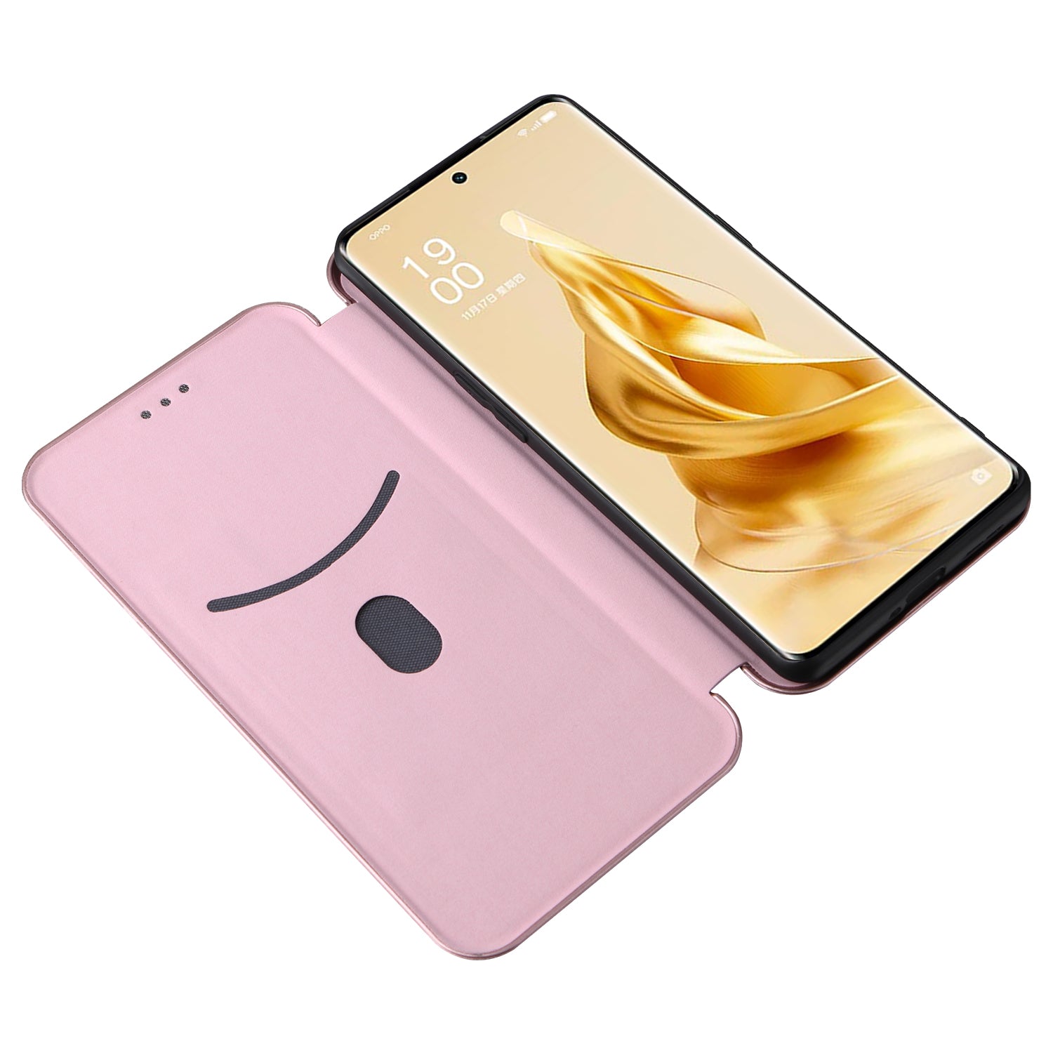 For Oppo Reno9 Pro 5G Magnetic Phone Cover Carbon Fiber Texture PU Leather Protective Phone Case Card Slot Stand