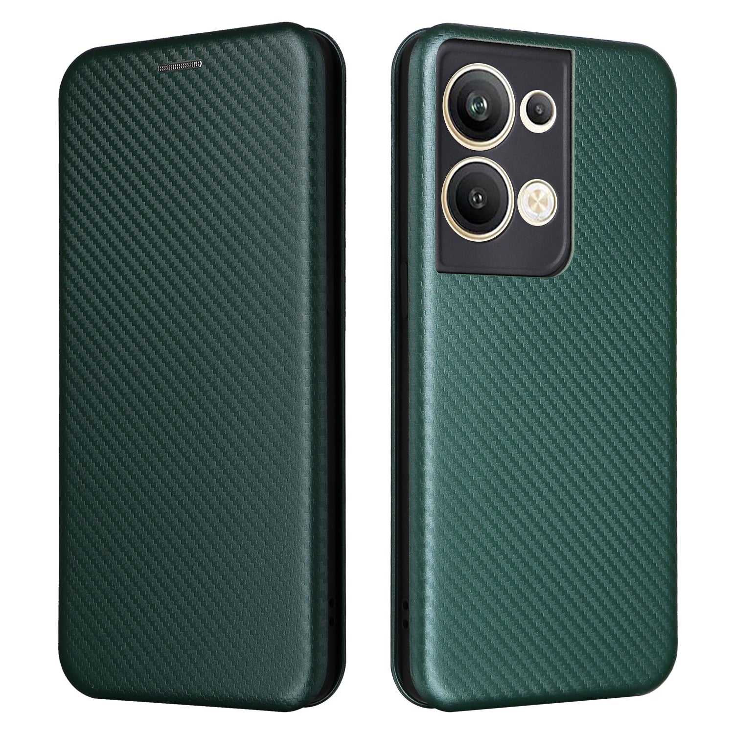 For Oppo Reno9 Pro 5G Magnetic Phone Cover Carbon Fiber Texture PU Leather Protective Phone Case Card Slot Stand