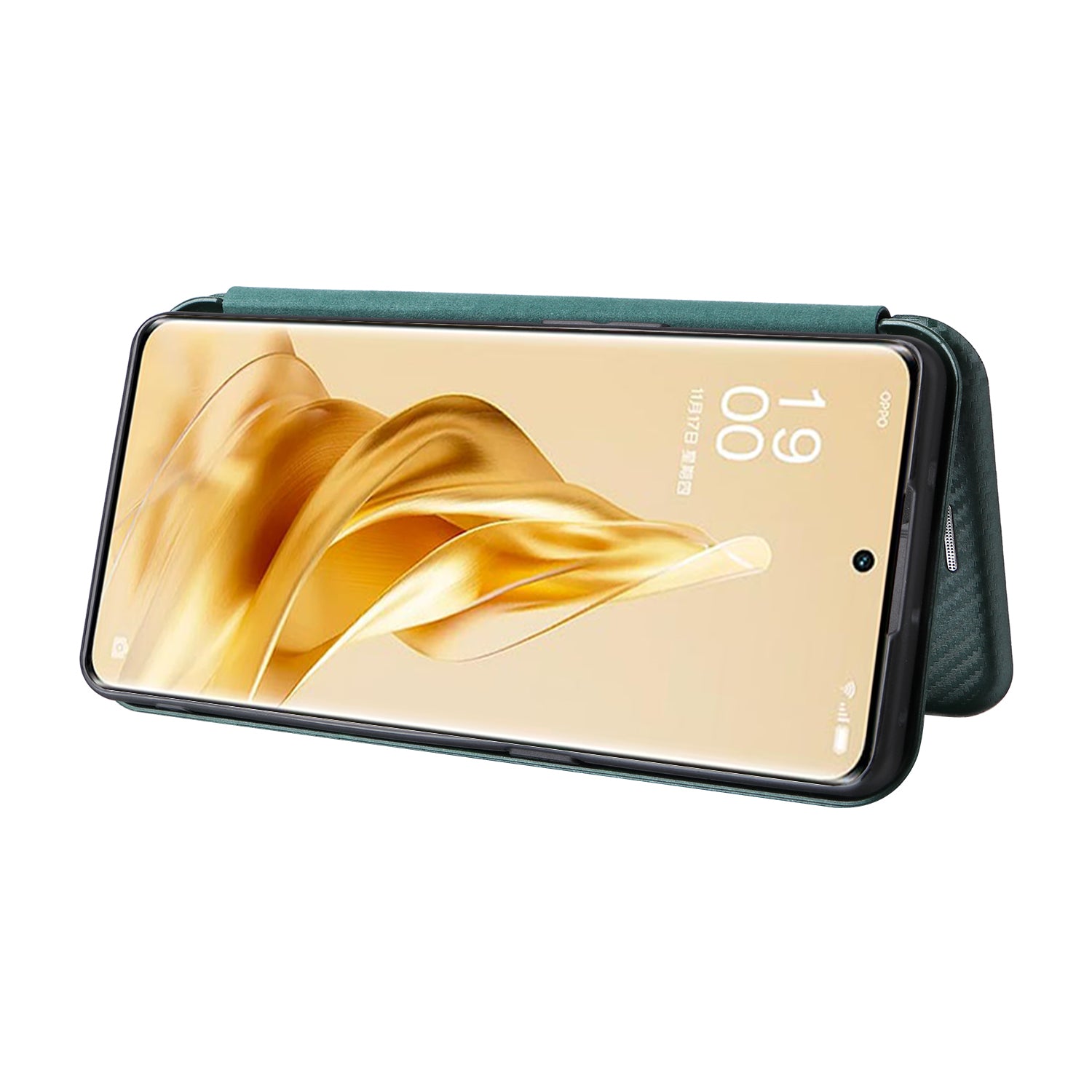 For Oppo Reno9 Pro 5G Magnetic Phone Cover Carbon Fiber Texture PU Leather Protective Phone Case Card Slot Stand
