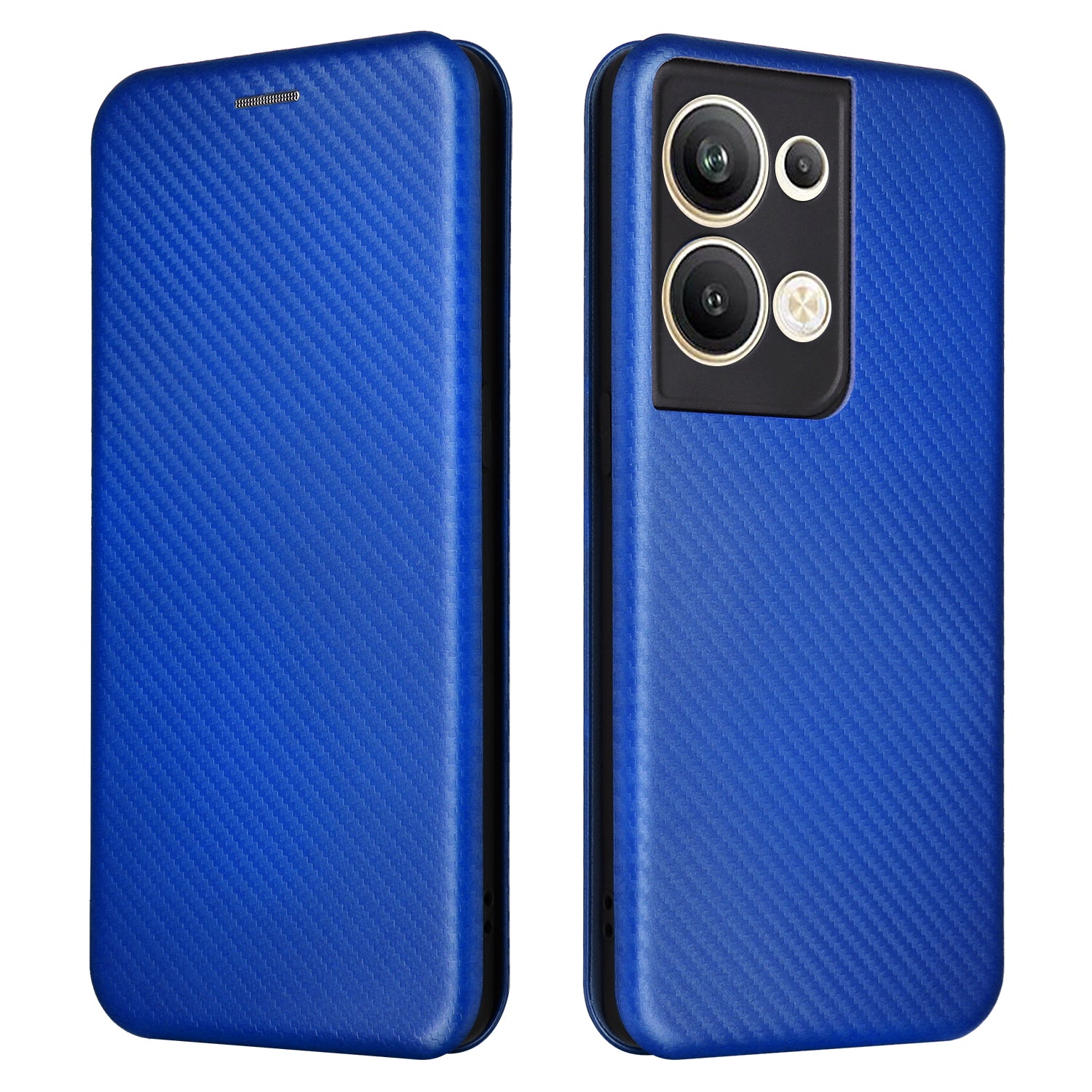 For Oppo Reno9 Pro 5G Magnetic Phone Cover Carbon Fiber Texture PU Leather Protective Phone Case Card Slot Stand