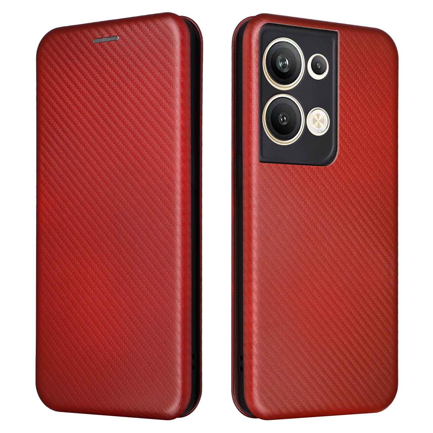 For Oppo Reno9 Pro 5G Magnetic Phone Cover Carbon Fiber Texture PU Leather Protective Phone Case Card Slot Stand