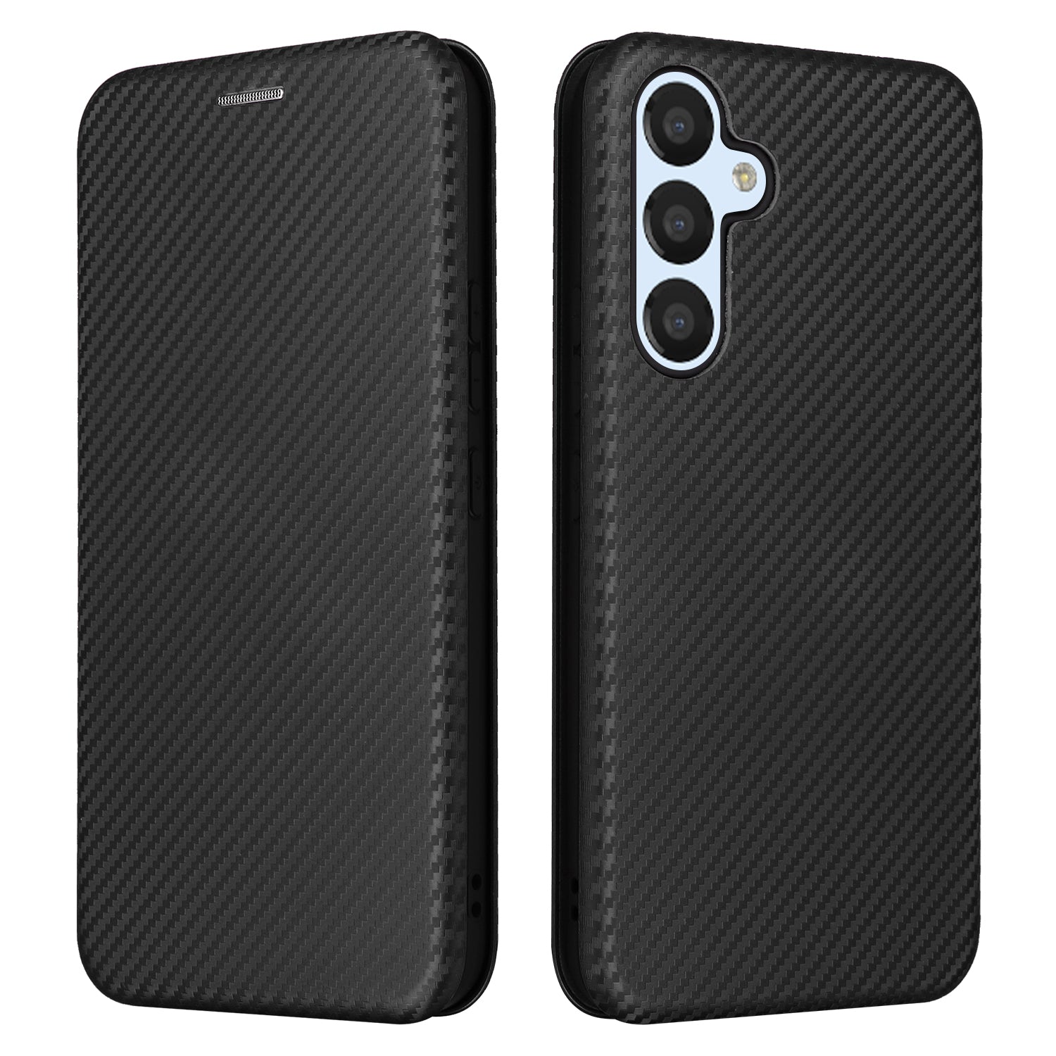 For Samsung Galaxy A54 5G Carbon Fiber Texture Magnetic PU Leather Anti-scratch Phone Case Stand Drop-proof Mobile Phone Cover with Card Slot