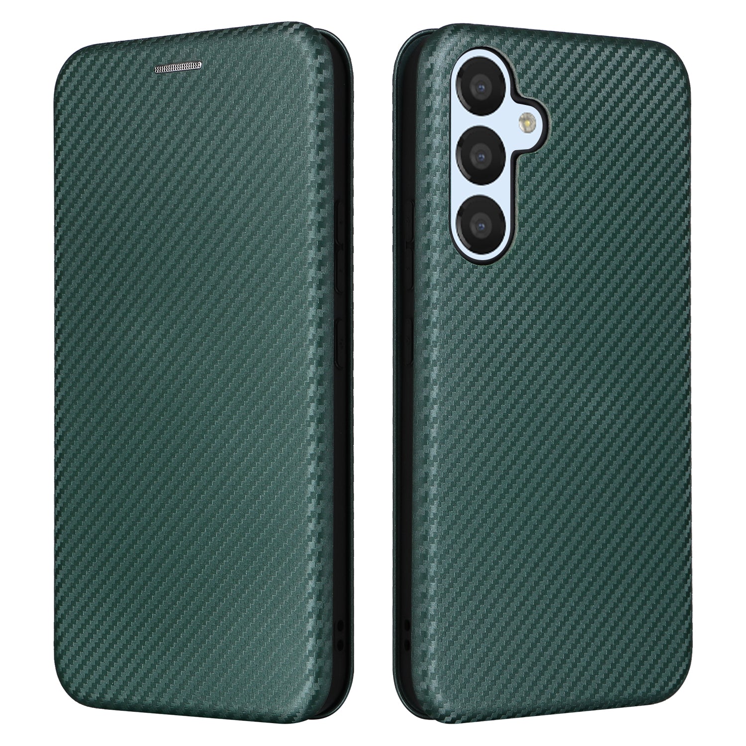 For Samsung Galaxy A54 5G Carbon Fiber Texture Magnetic PU Leather Anti-scratch Phone Case Stand Drop-proof Mobile Phone Cover with Card Slot