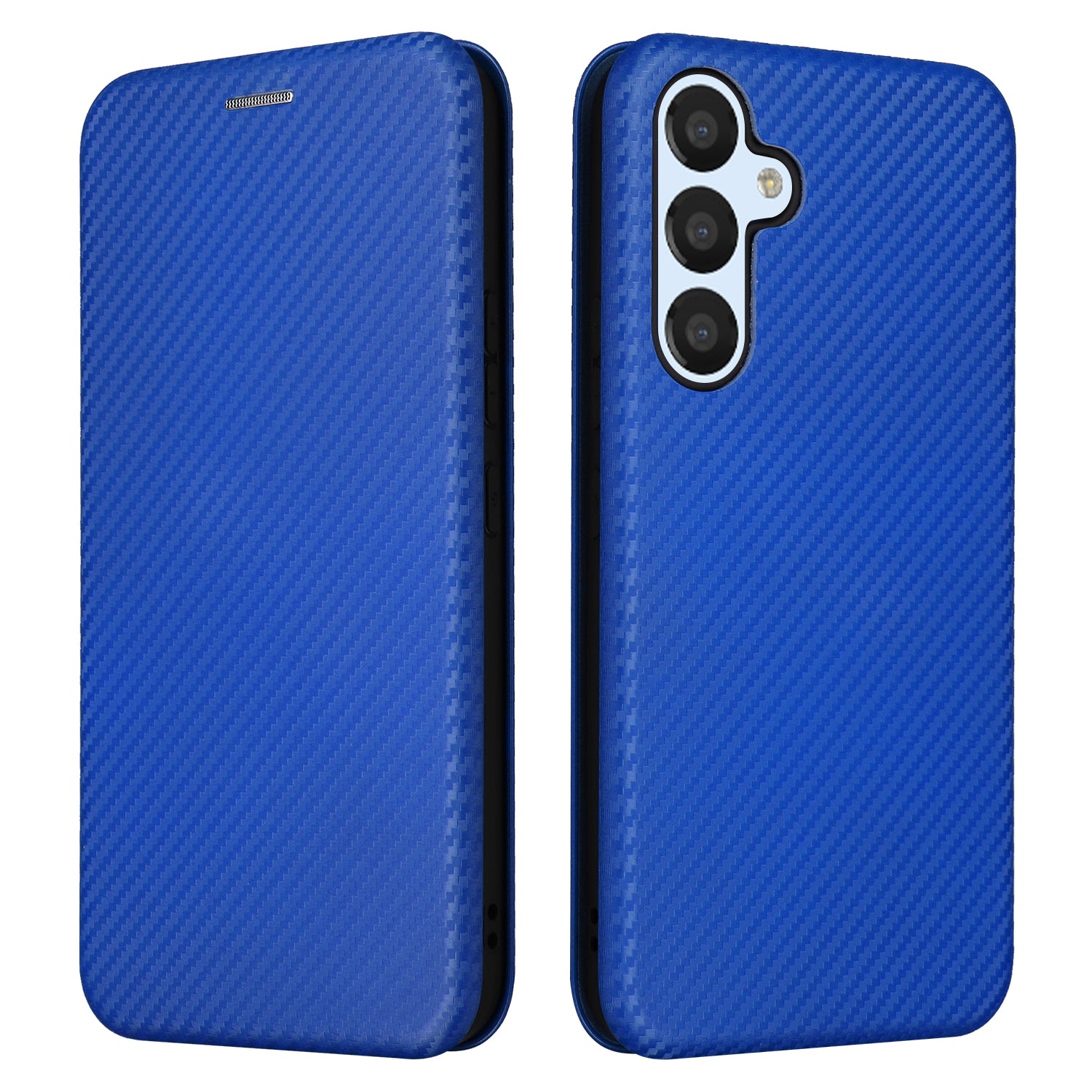 For Samsung Galaxy A54 5G Carbon Fiber Texture Magnetic PU Leather Anti-scratch Phone Case Stand Drop-proof Mobile Phone Cover with Card Slot