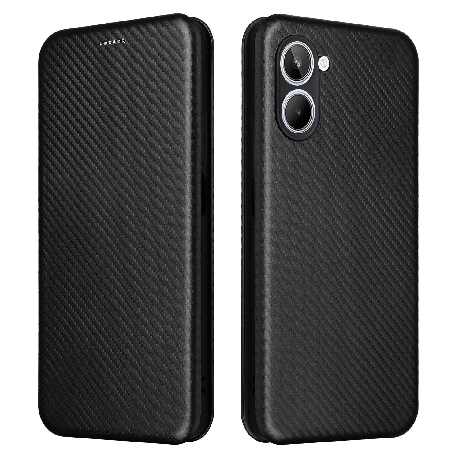 For Realme 10 4G Anti-Scratch PU Leather Phone Case Magnetic Auto-absorbed Carbon Fiber Texture Card Slot Stand Flip Cover
