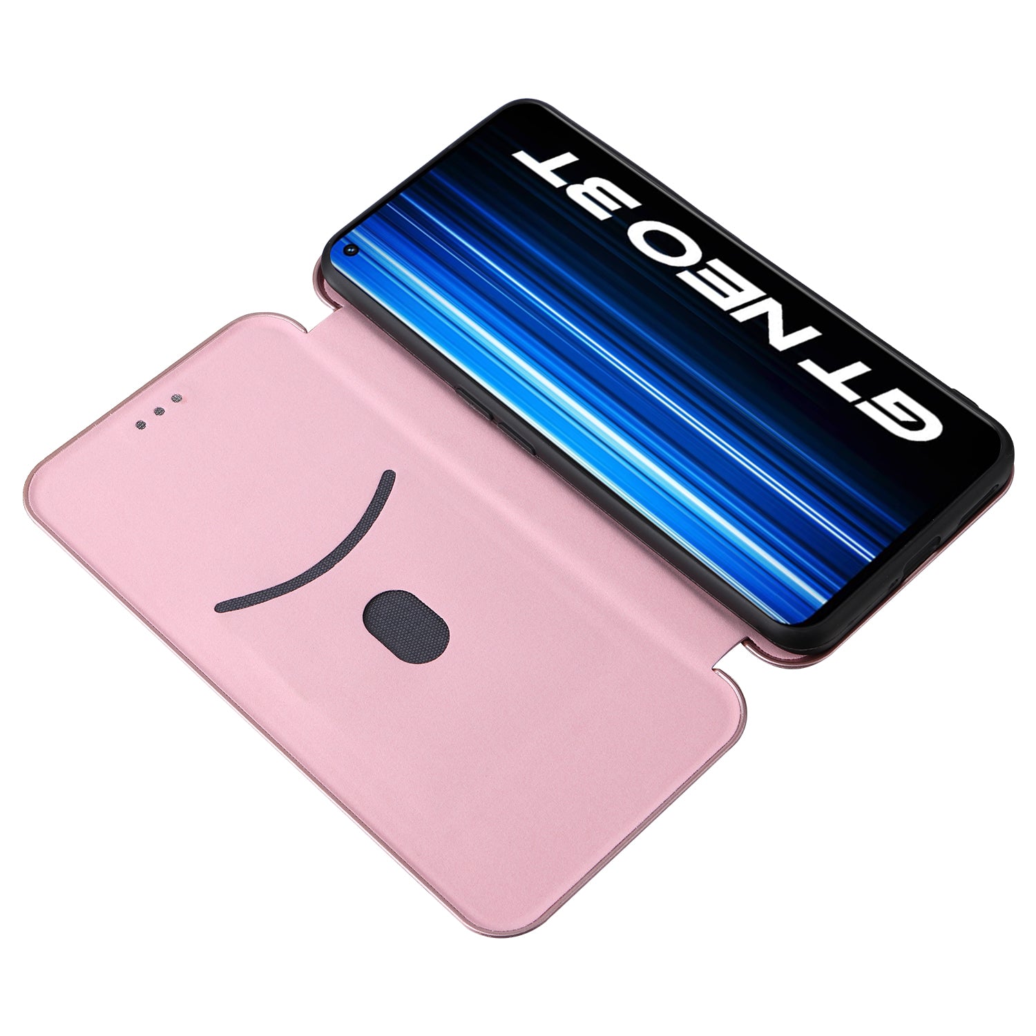 Magnetic Auto-absorbed Phone Case for Realme GT Neo 3T 5G Realme GT Neo2 5G Carbon Fiber Texture PU Leather Card Slot Stand Flip Cover