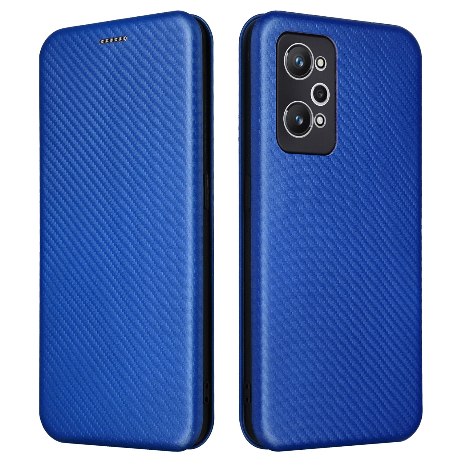 Magnetic Auto-absorbed Phone Case for Realme GT Neo 3T 5G Realme GT Neo2 5G Carbon Fiber Texture PU Leather Card Slot Stand Flip Cover