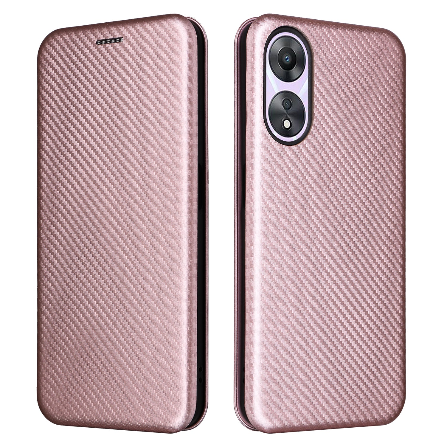 For Oppo A58 5G Magnetic Auto-absorbed Carbon Fiber Texture PU Leather Phone Case Card Slot Stand Flip Cover