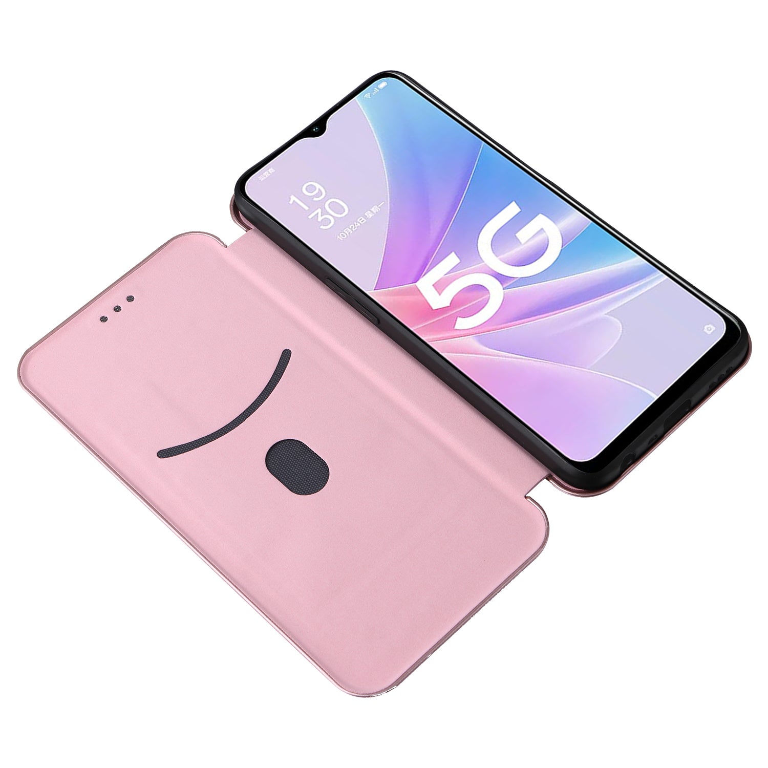 For Oppo A58 5G Magnetic Auto-absorbed Carbon Fiber Texture PU Leather Phone Case Card Slot Stand Flip Cover