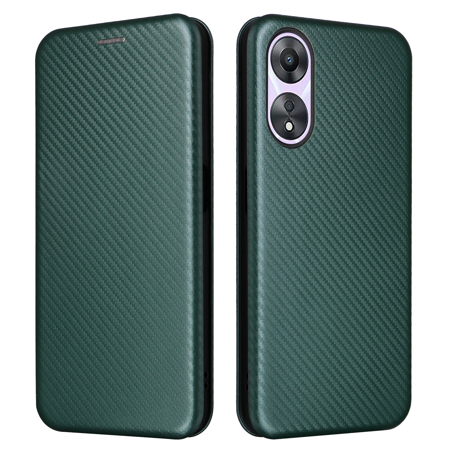 For Oppo A58 5G Magnetic Auto-absorbed Carbon Fiber Texture PU Leather Phone Case Card Slot Stand Flip Cover