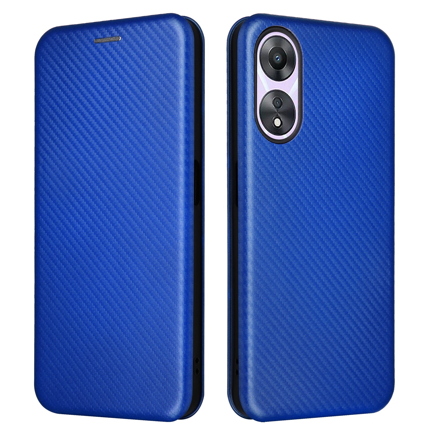 For Oppo A58 5G Magnetic Auto-absorbed Carbon Fiber Texture PU Leather Phone Case Card Slot Stand Flip Cover