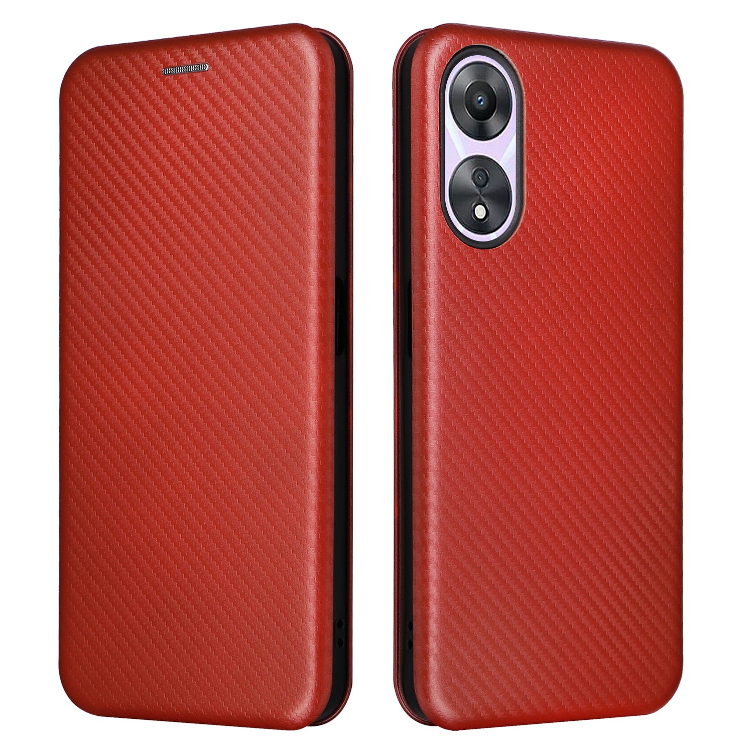 For Oppo A58 5G Magnetic Auto-absorbed Carbon Fiber Texture PU Leather Phone Case Card Slot Stand Flip Cover