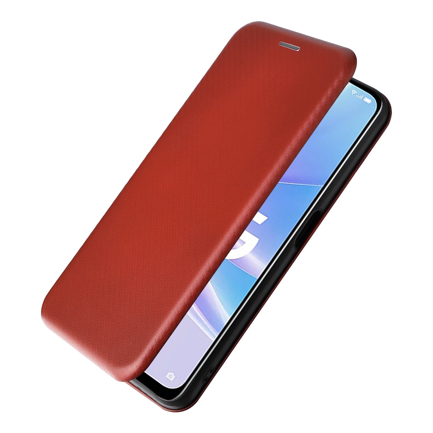 For Oppo A58 5G Magnetic Auto-absorbed Carbon Fiber Texture PU Leather Phone Case Card Slot Stand Flip Cover