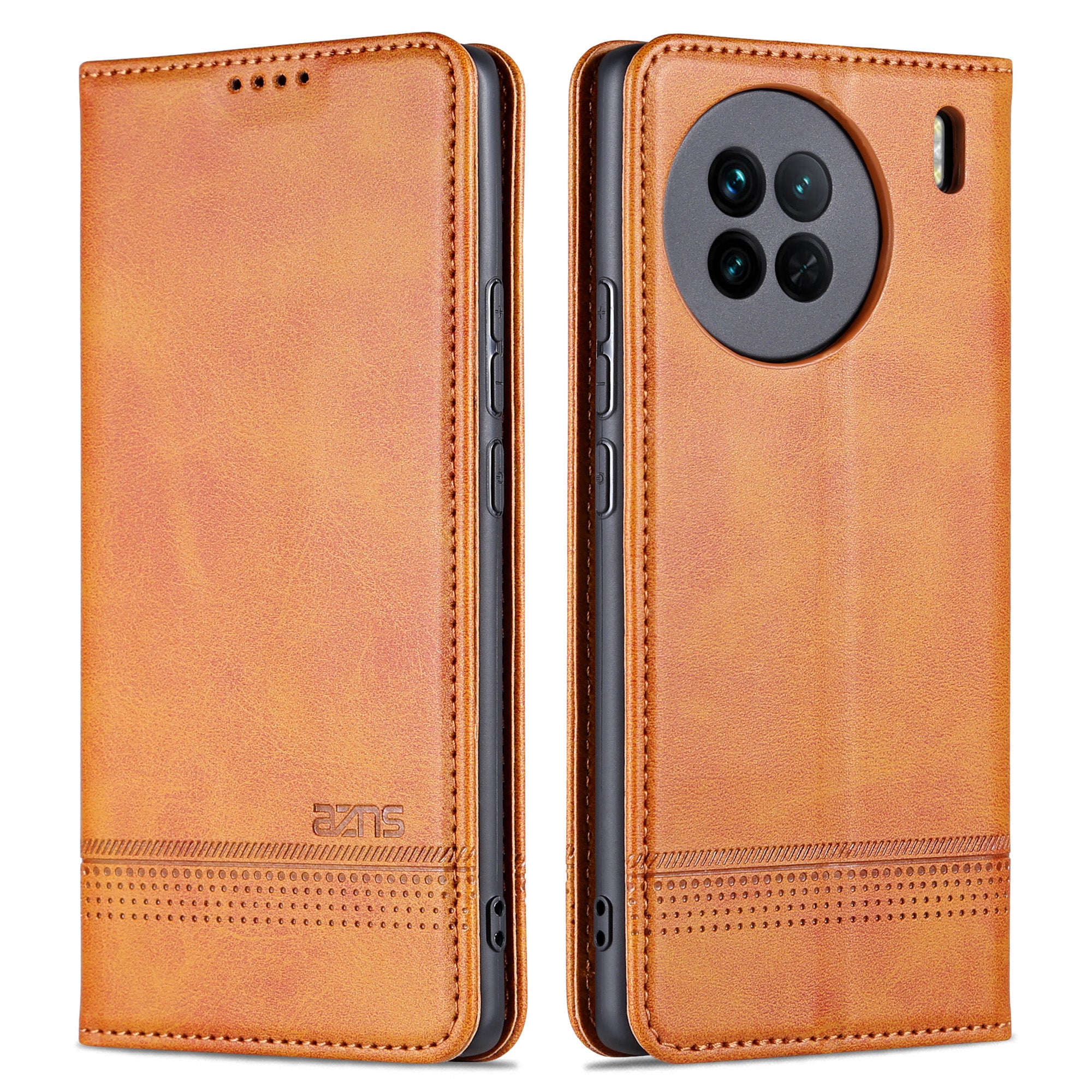 AZNS For vivo X90 5G Cowhide Texture PU Leather Wallet Full Protection Phone Case Stand Magnetic Auto Closure Flip Phone Cover