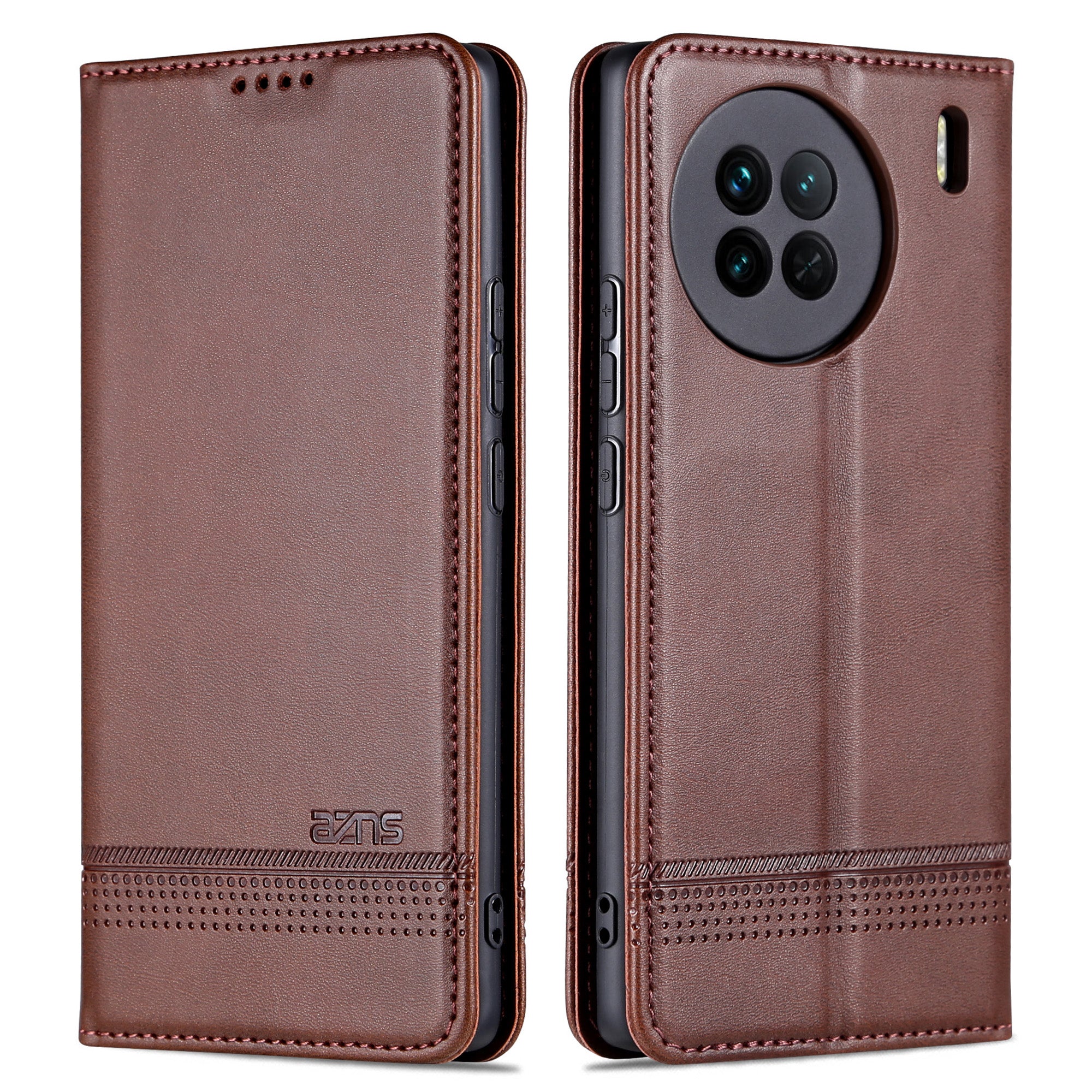 AZNS For vivo X90 5G Cowhide Texture PU Leather Wallet Full Protection Phone Case Stand Magnetic Auto Closure Flip Phone Cover
