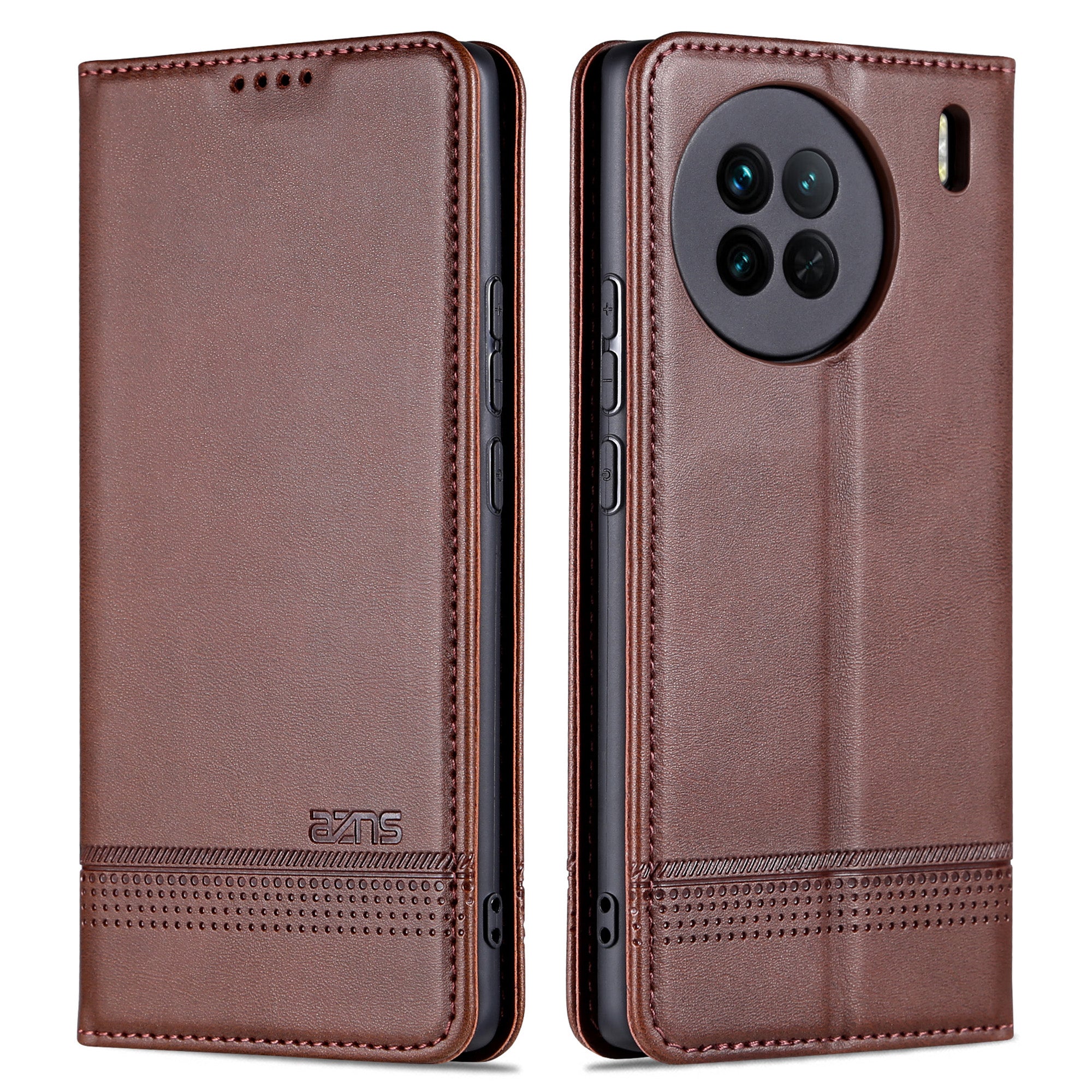 AZNS For vivo X90 Pro 5G Cowhide Texture Phone Case Stand Wallet PU Leather Magnetic Auto-absorbed Scratch-resistant Folio Flip Phone Cover