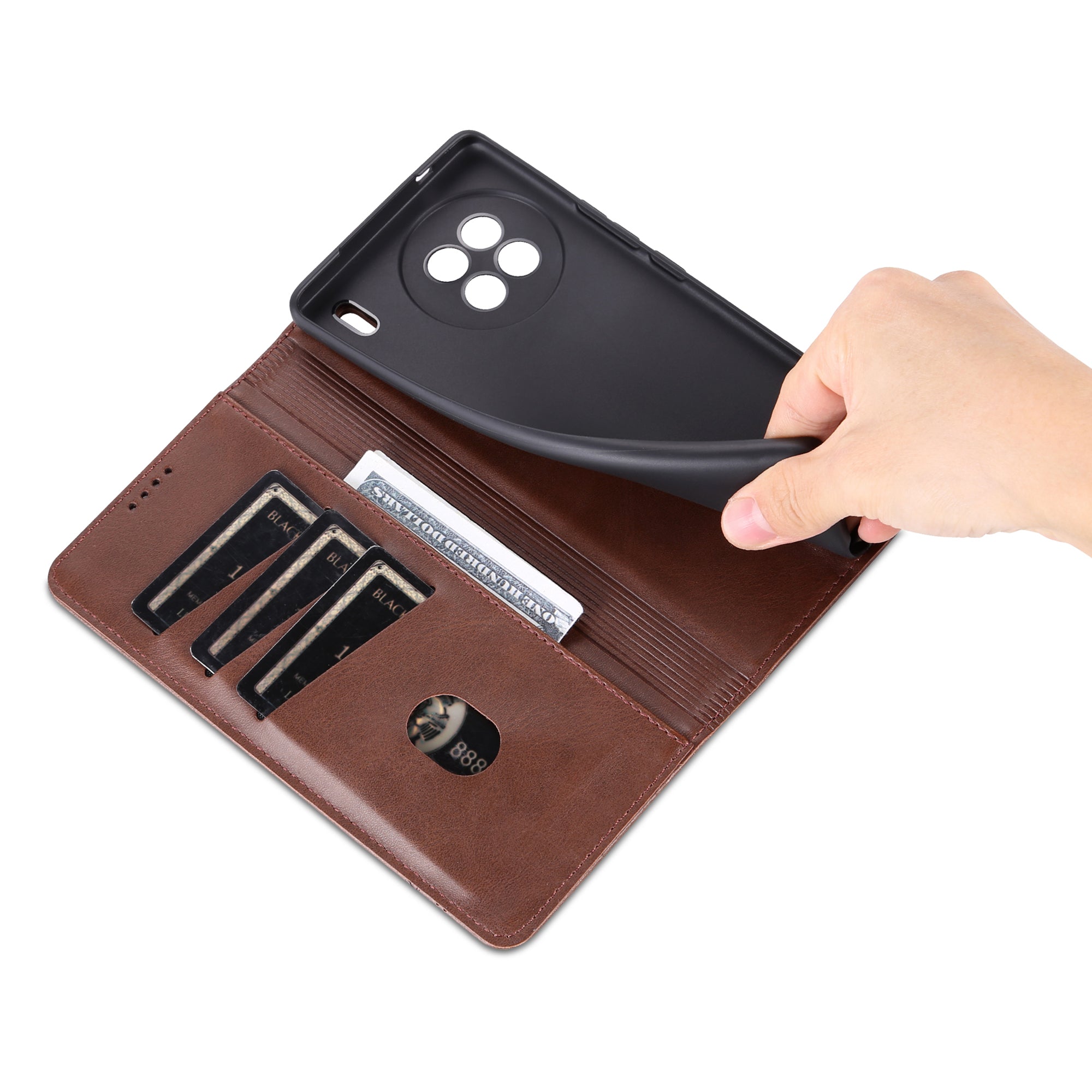 AZNS For vivo X90 Pro 5G Cowhide Texture Phone Case Stand Wallet PU Leather Magnetic Auto-absorbed Scratch-resistant Folio Flip Phone Cover