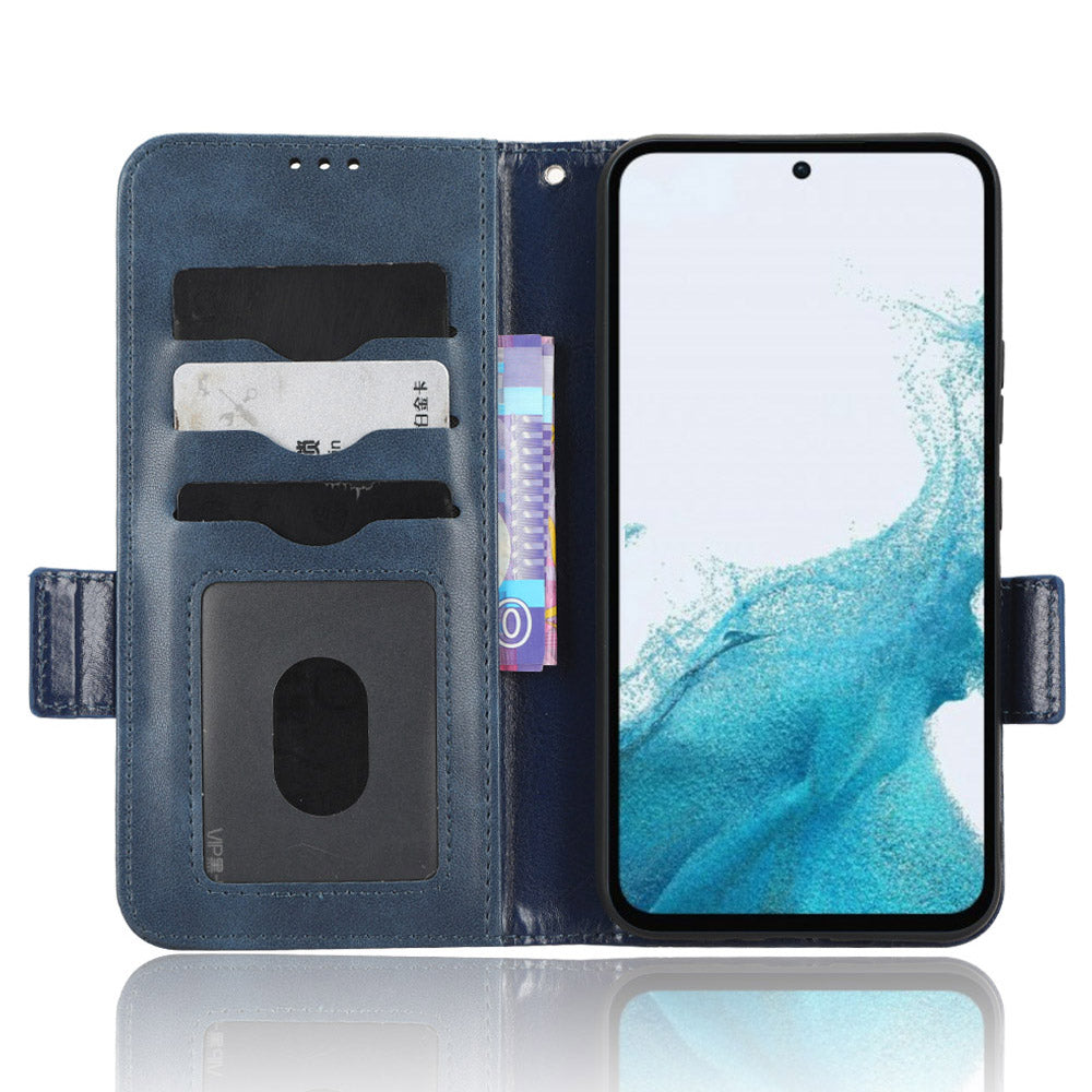Til Samsung Galaxy A54 5G Anti-Drop PU læder tegnebog Beskyttende telefontaske påtrykt trekantet mønster standercover med håndledsrem