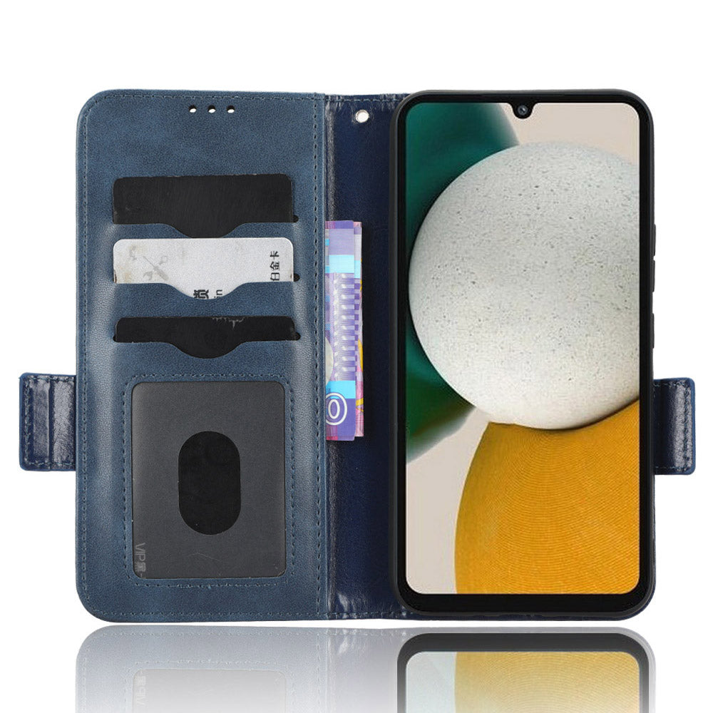 For Samsung Galaxy A34 5G Imprinted Triangle Pattern Phone Cover PU Leather Wallet Stand Cell Phone Case with Wrist Strap