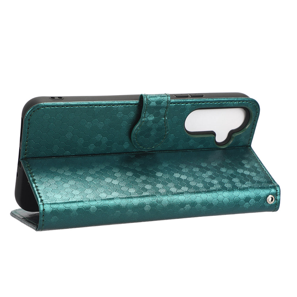 Pro Samsung Galaxy A34 5G tečkovaný kryt na telefon s potiskem PU kožený kryt na peněženku odolný proti nárazu s popruhem