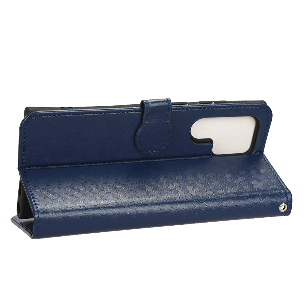 Kryt telefonu s potiskem tečkovaného vzoru pro Samsung Galaxy S23 Ultra Wallet Stand PU kožený nárazuvzdorný kryt s popruhem