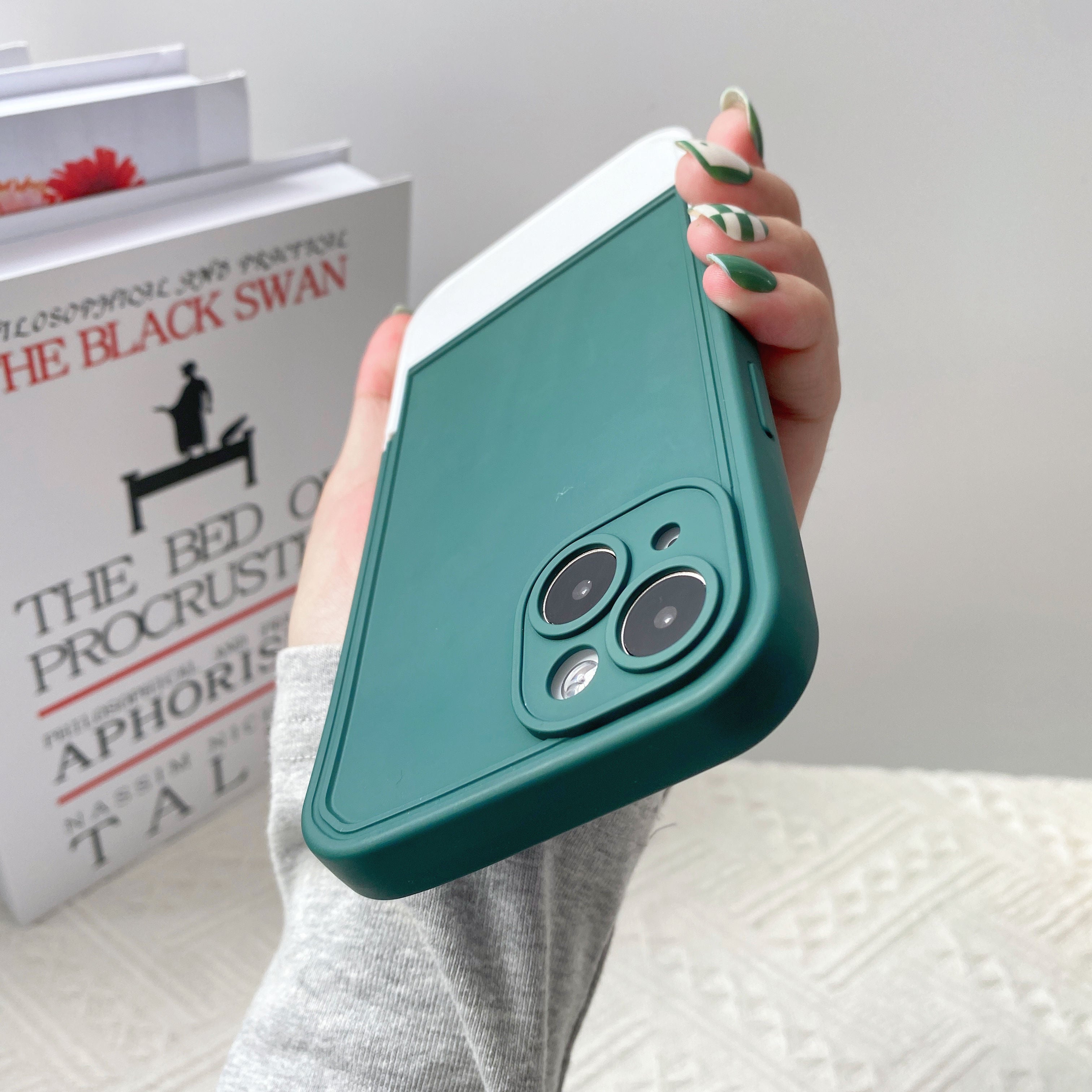 For iPhone 14 Plus Shockproof TPU Case Bottom Hidden Kickstand Color Splicing Cell Phone Back Cover