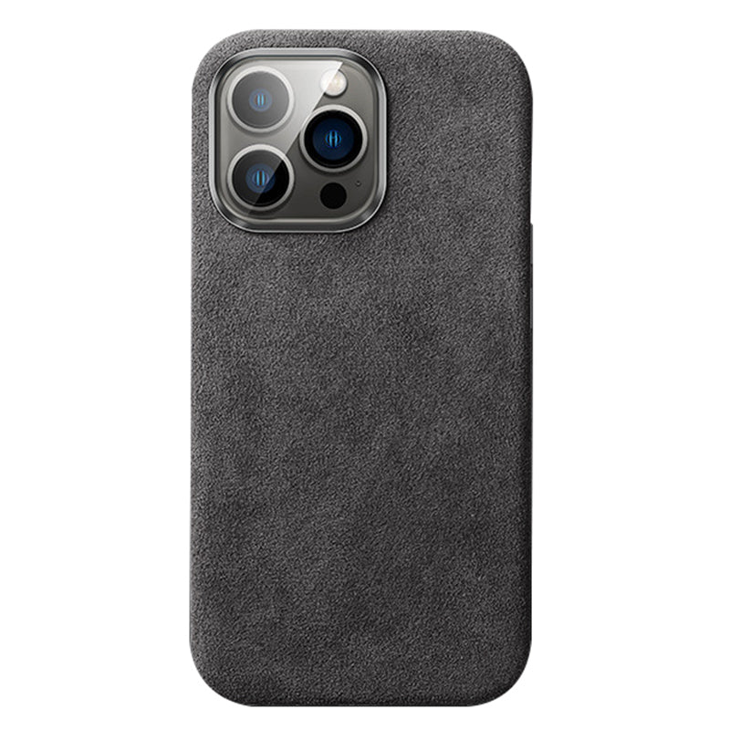 For iPhone 14 Pro Max Back Cover Compatible with MagSafe Suede Coated PC Phone Case with Metal Button