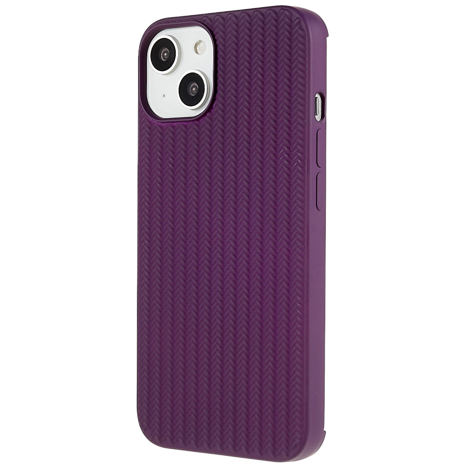 For iPhone 14 Plus Knitted Texture Anti-Slip Phone Case Reinforced Corners Soft TPU Scratch-Resistant Cover