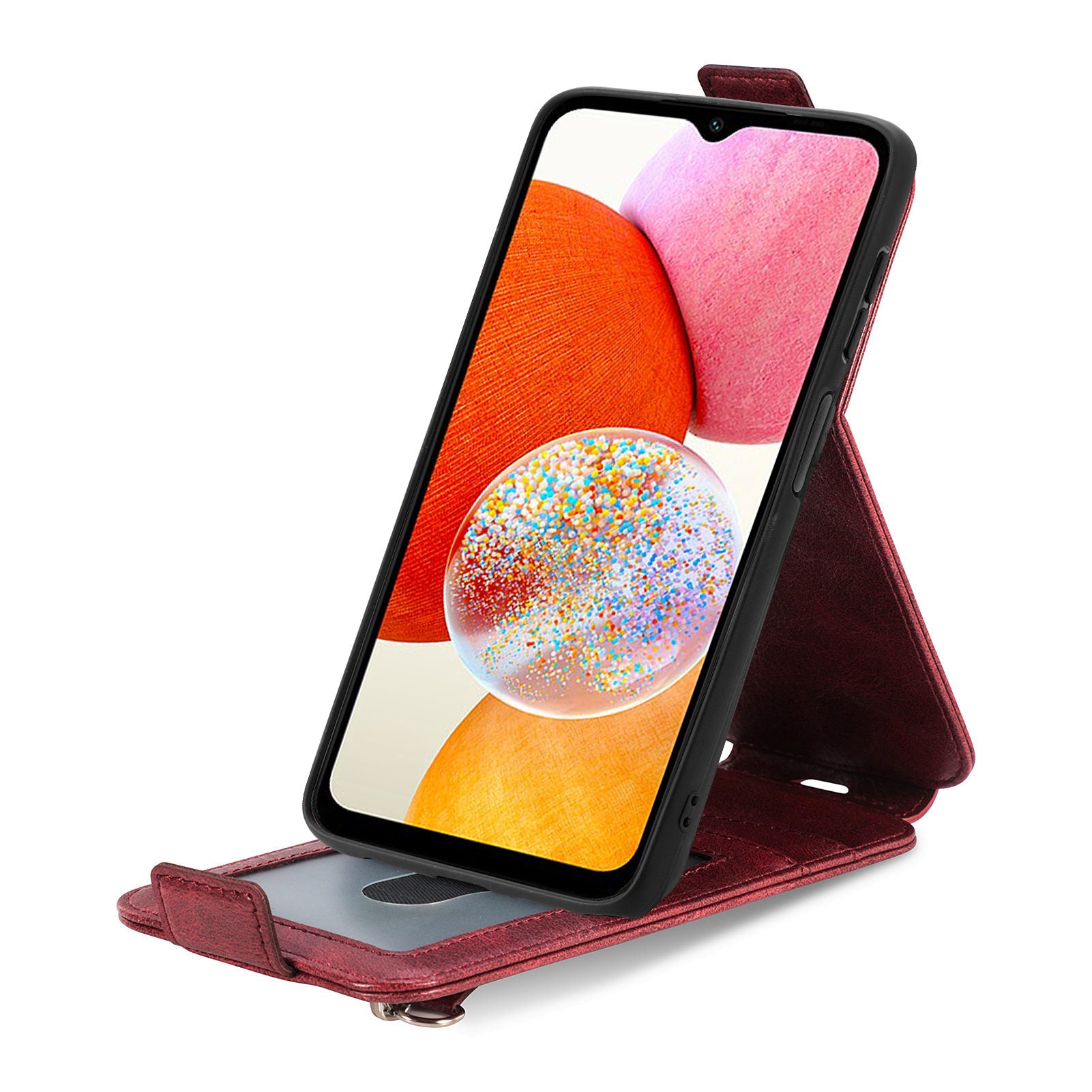 Vertikální flipové pouzdro na telefon Samsung Galaxy A14 5G A14 4G PU kožená peněženka na zip skládací kryt stojanu