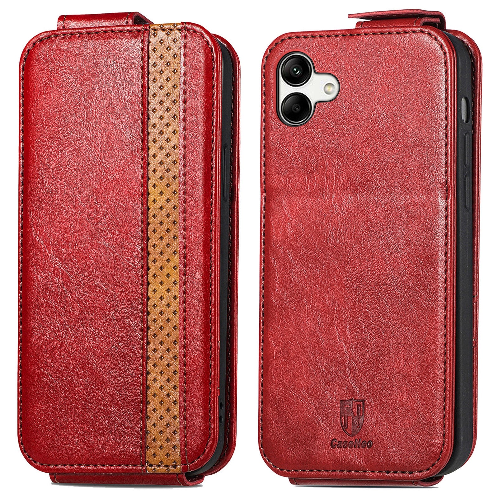 CASENEO 003 Series For Samsung Galaxy A04 4G (164.4 x 76.3 x 9.1 mm) Cell Phone Case Built-in Magnet Splicing PU Leather Flip Cover Stand Card Holder Shell