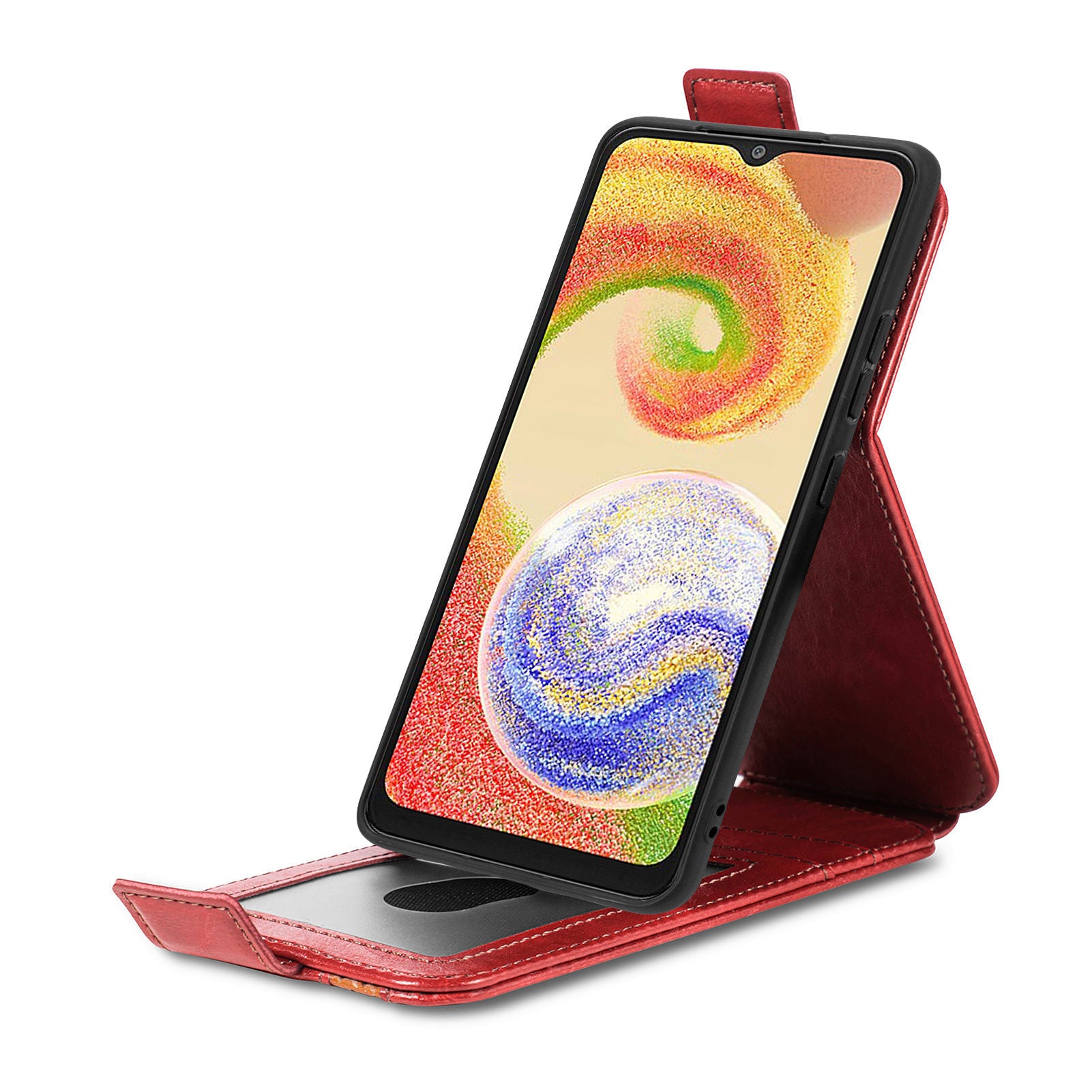 CASENEO 003 Series For Samsung Galaxy A04 4G (164.4 x 76.3 x 9.1 mm) Cell Phone Case Built-in Magnet Splicing PU Leather Flip Cover Stand Card Holder Shell