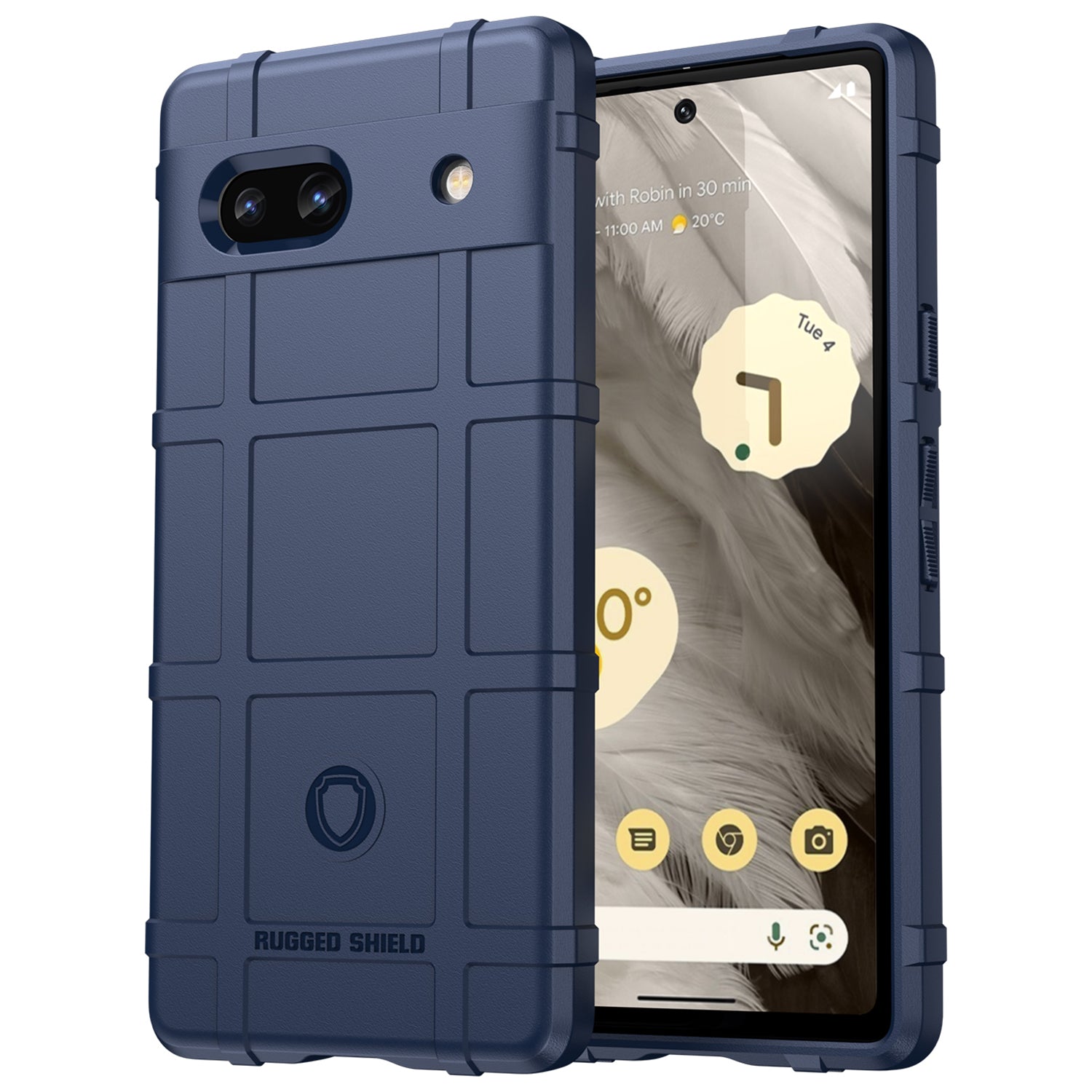 For Google Pixel 7a Phone Case Rugged Square Grid Texture Drop Protection Soft TPU Back Cover