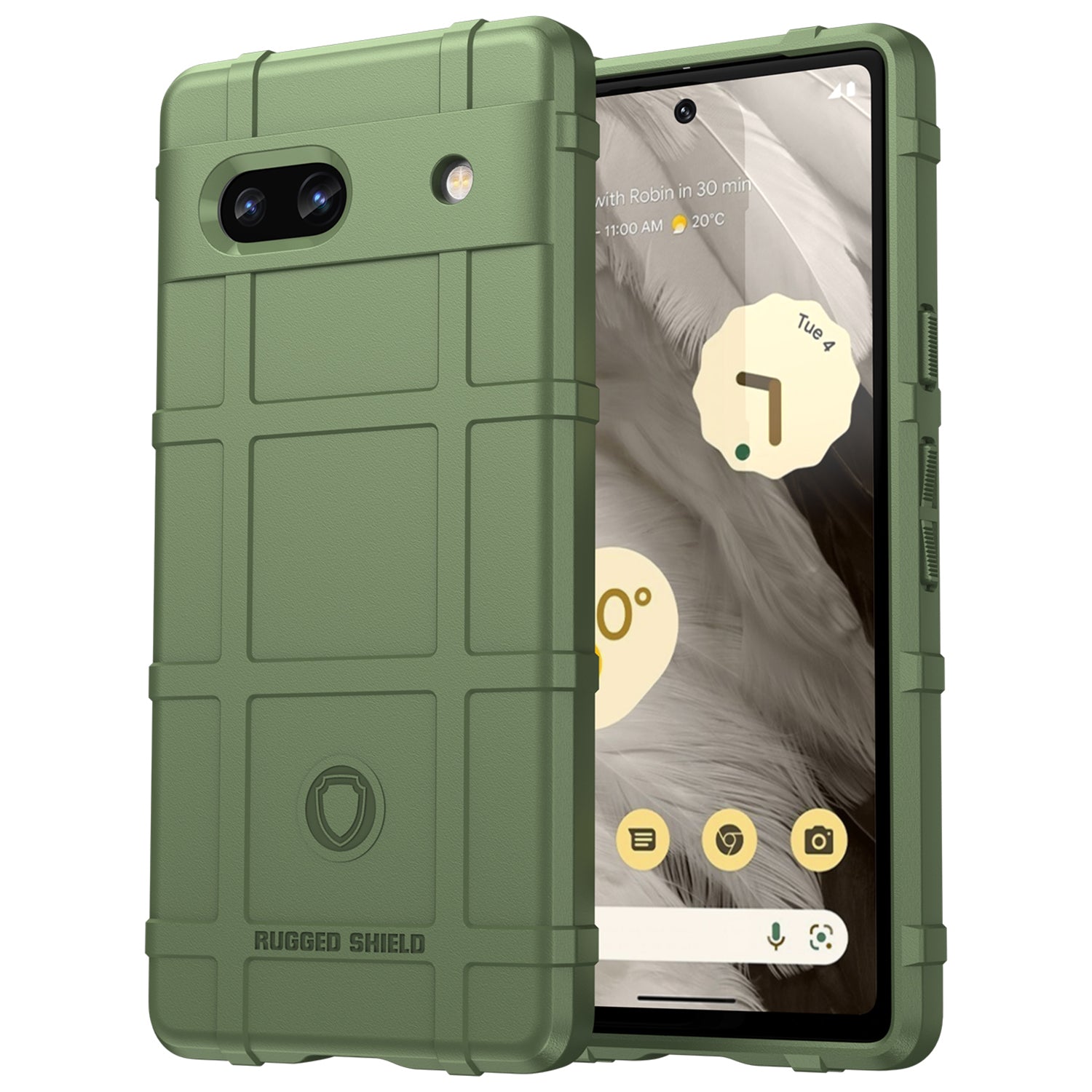 For Google Pixel 7a Phone Case Rugged Square Grid Texture Drop Protection Soft TPU Back Cover