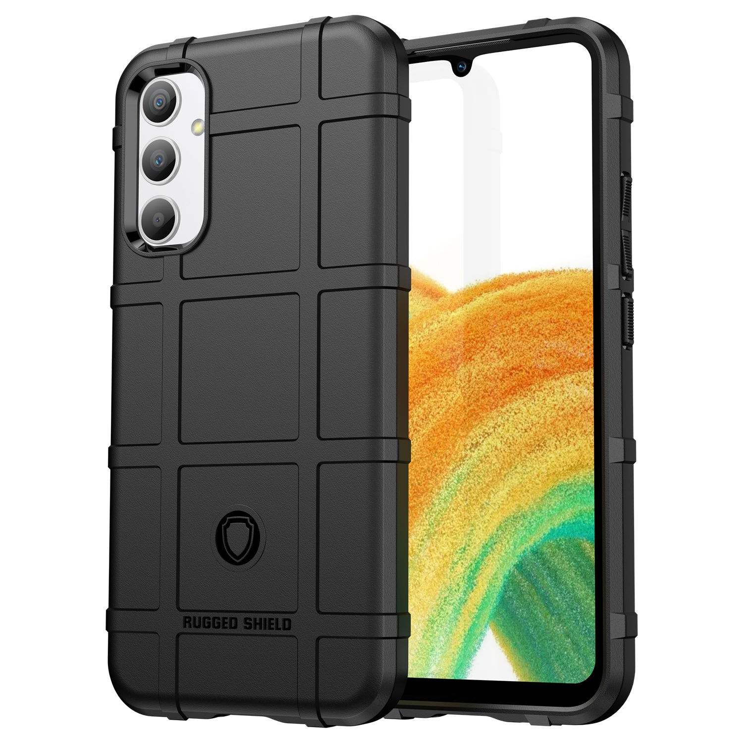 Phone Case for Samsung Galaxy A34 5G Rugged Square Grid Texture Shockproof Soft TPU Back Cover