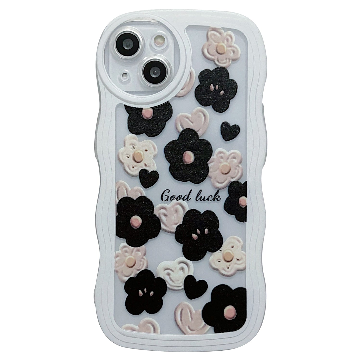 For iPhone 13 6.1 inch Flower Pattern Printing Soft TPU Wavy Edge Phone Back Case Protective Cover