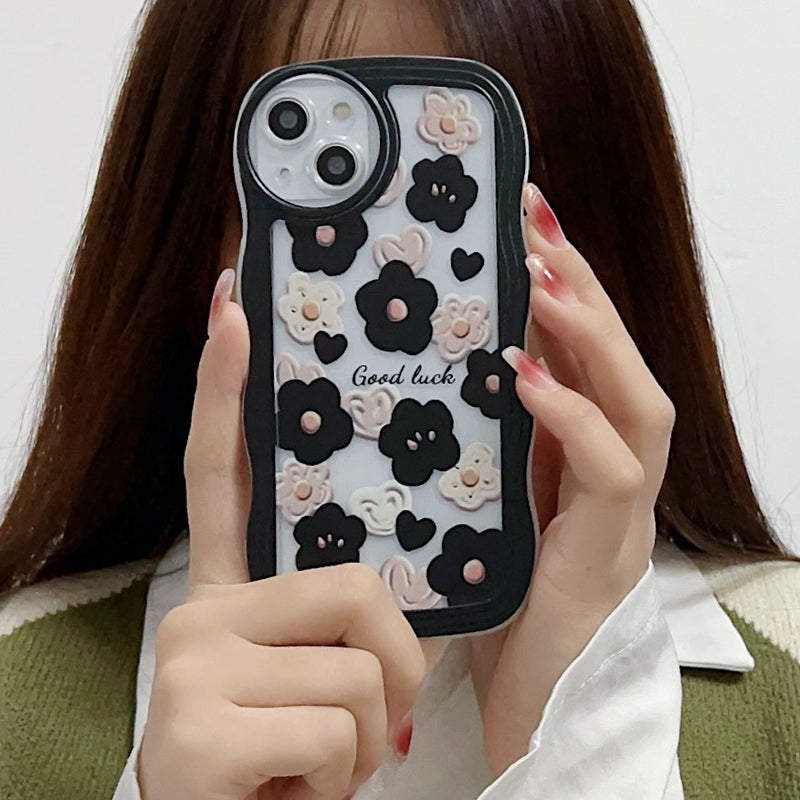 For iPhone 13 6.1 inch Flower Pattern Printing Soft TPU Wavy Edge Phone Back Case Protective Cover
