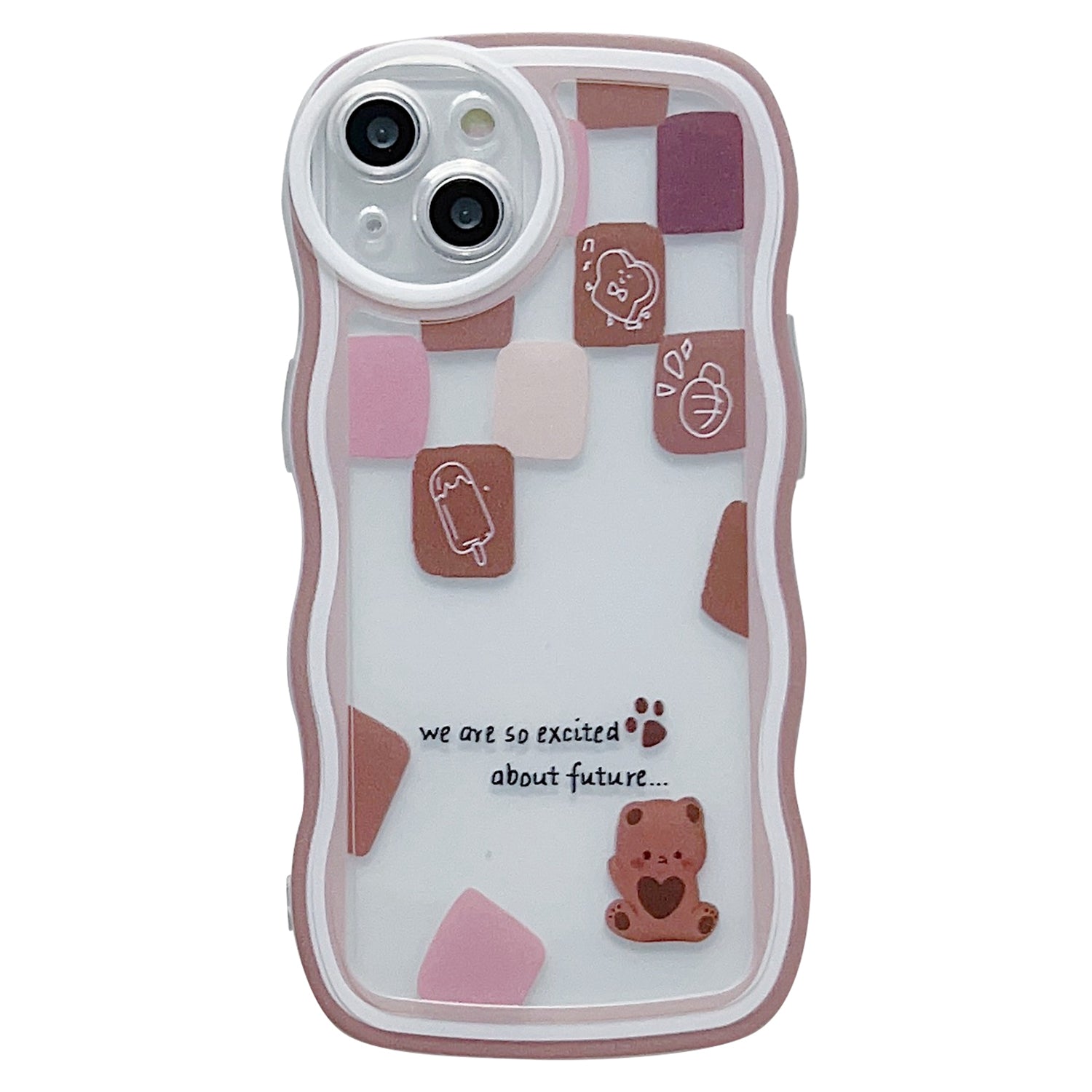 Back Case for iPhone 13 6.1 inch Soft TPU Shell Grids and Animal Pattern Printing Wavy Edge Phone Protective Cover