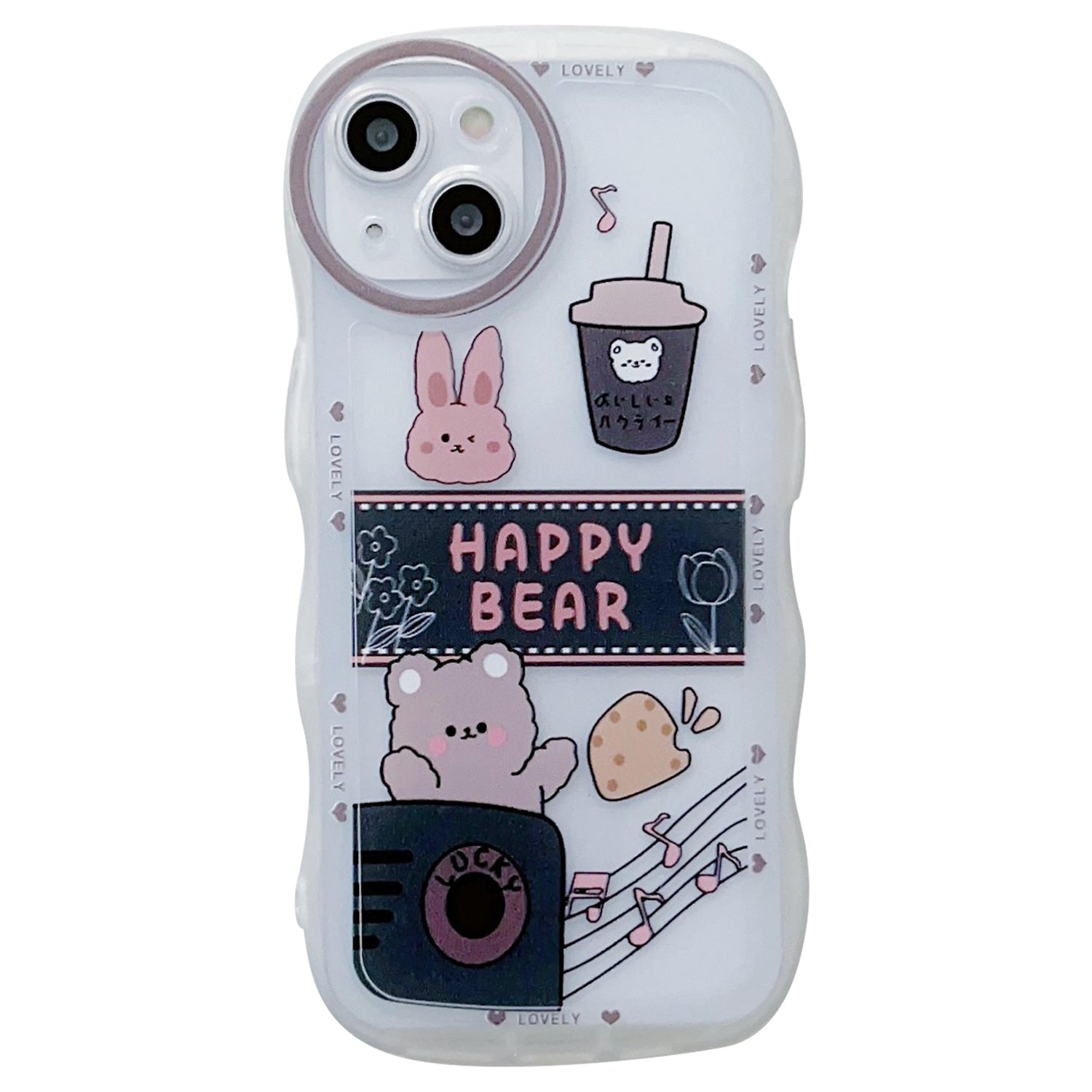 For iPhone 13 6.1 inch Soft TPU Shell Milk Tea Pattern Printing Back Case Wavy Edge Phone Protective Cover