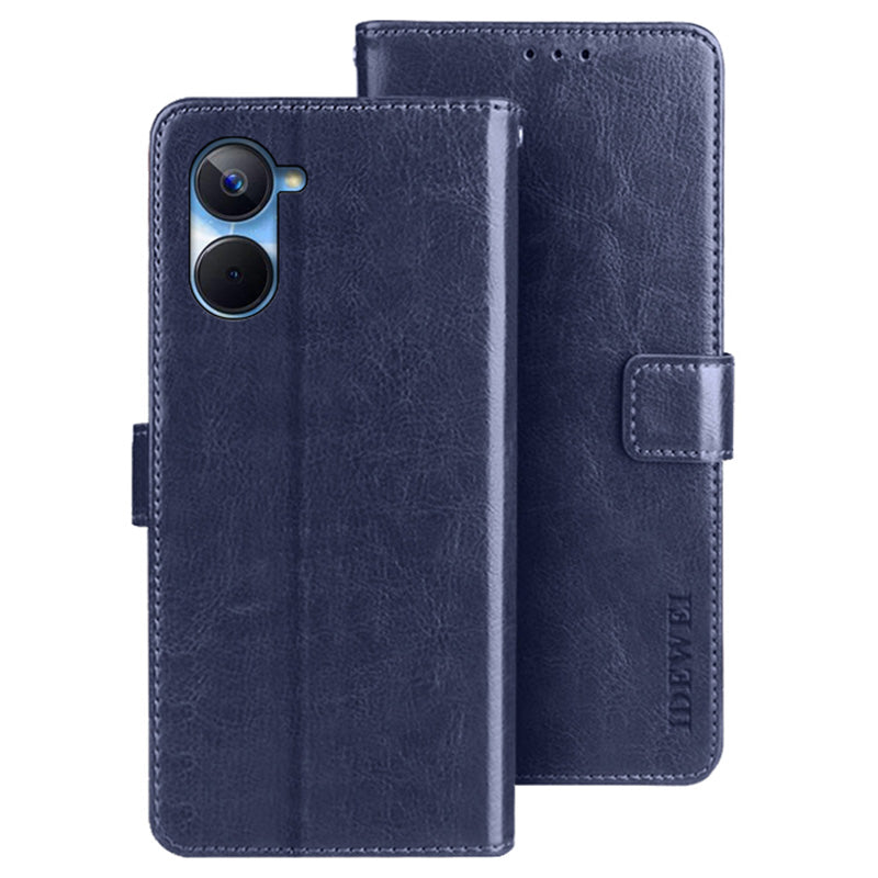 IDEWEI For Realme 10s 5G odolný proti pádu z PU kůže Flip kryt telefonu Ochranné pouzdro Stojan Funkce Crazy Horse Texture Wallet Shell