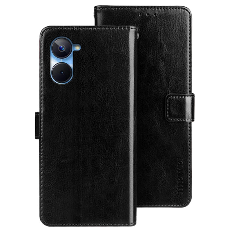IDEWEI For Realme 10s 5G odolný proti pádu z PU kůže Flip kryt telefonu Ochranné pouzdro Stojan Funkce Crazy Horse Texture Wallet Shell