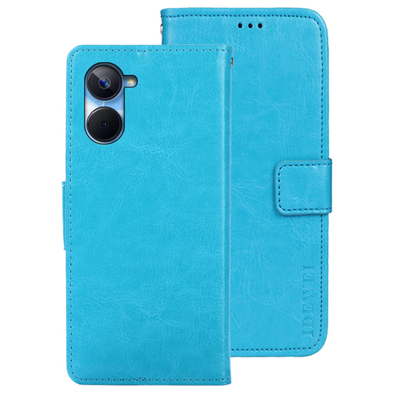 IDEWEI For Realme 10s 5G odolný proti pádu z PU kůže Flip kryt telefonu Ochranné pouzdro Stojan Funkce Crazy Horse Texture Wallet Shell