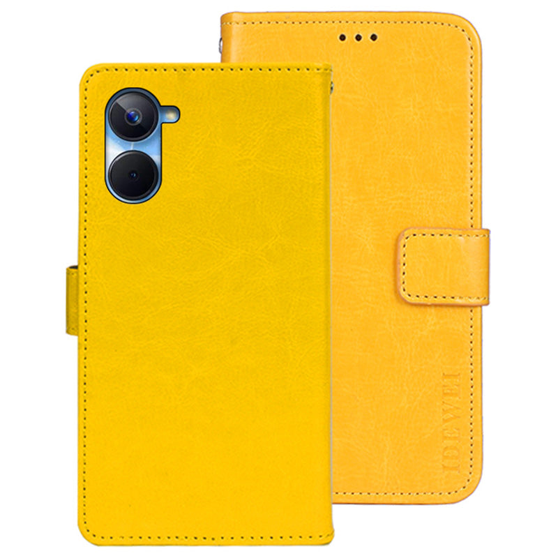IDEWEI For Realme 10s 5G odolný proti pádu z PU kůže Flip kryt telefonu Ochranné pouzdro Stojan Funkce Crazy Horse Texture Wallet Shell