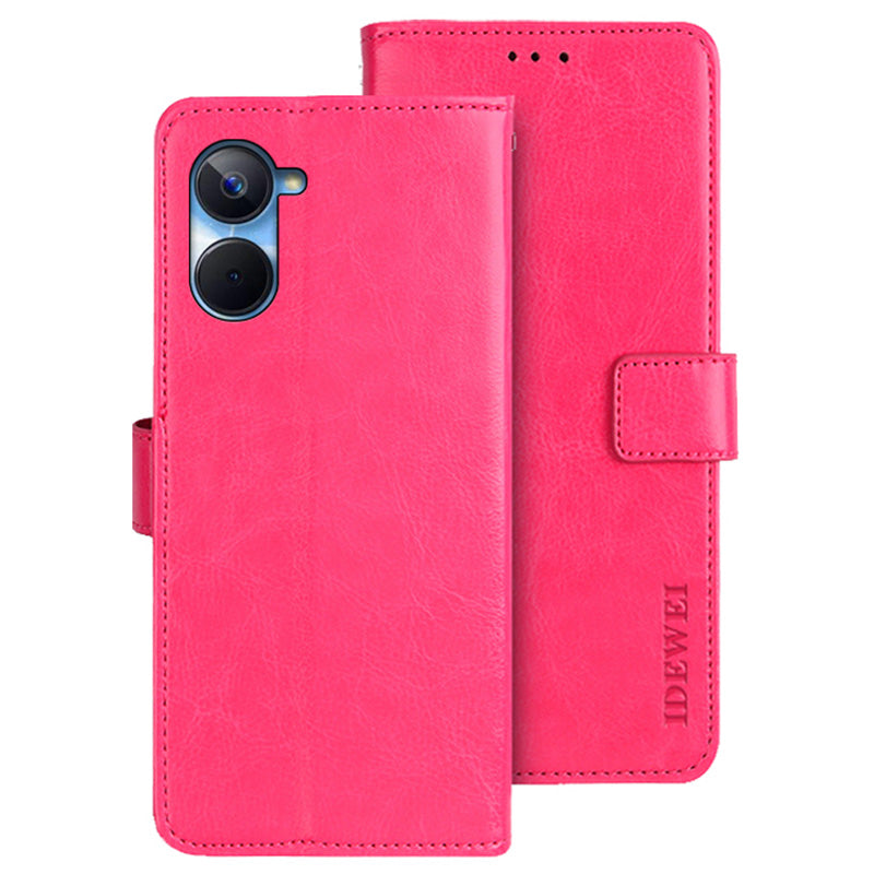 IDEWEI For Realme 10s 5G odolný proti pádu z PU kůže Flip kryt telefonu Ochranné pouzdro Stojan Funkce Crazy Horse Texture Wallet Shell