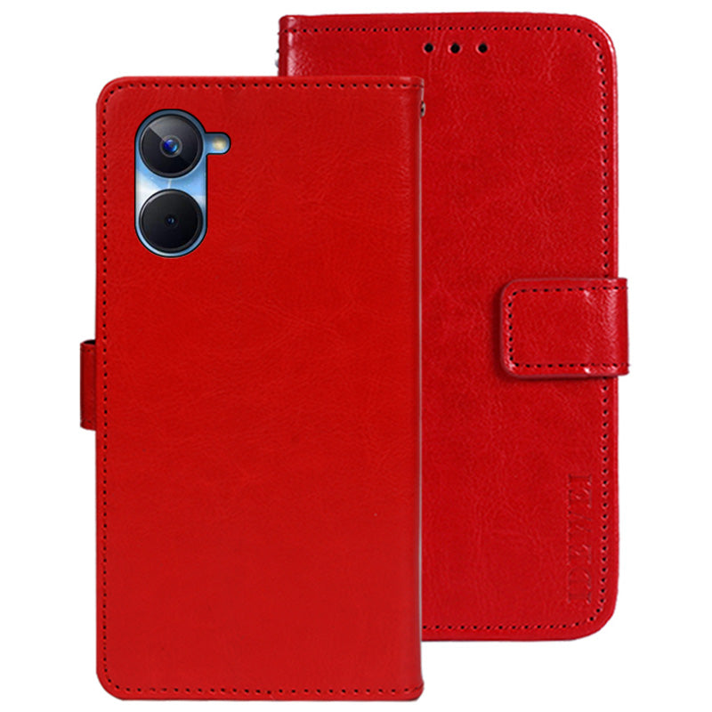 IDEWEI For Realme 10s 5G odolný proti pádu z PU kůže Flip kryt telefonu Ochranné pouzdro Stojan Funkce Crazy Horse Texture Wallet Shell